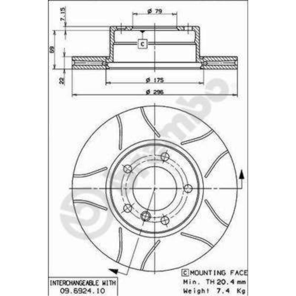 BREMBO Satz Bremsen Bremsscheiben belüftet vorne + Bremsbeläge für BMW 5er E39