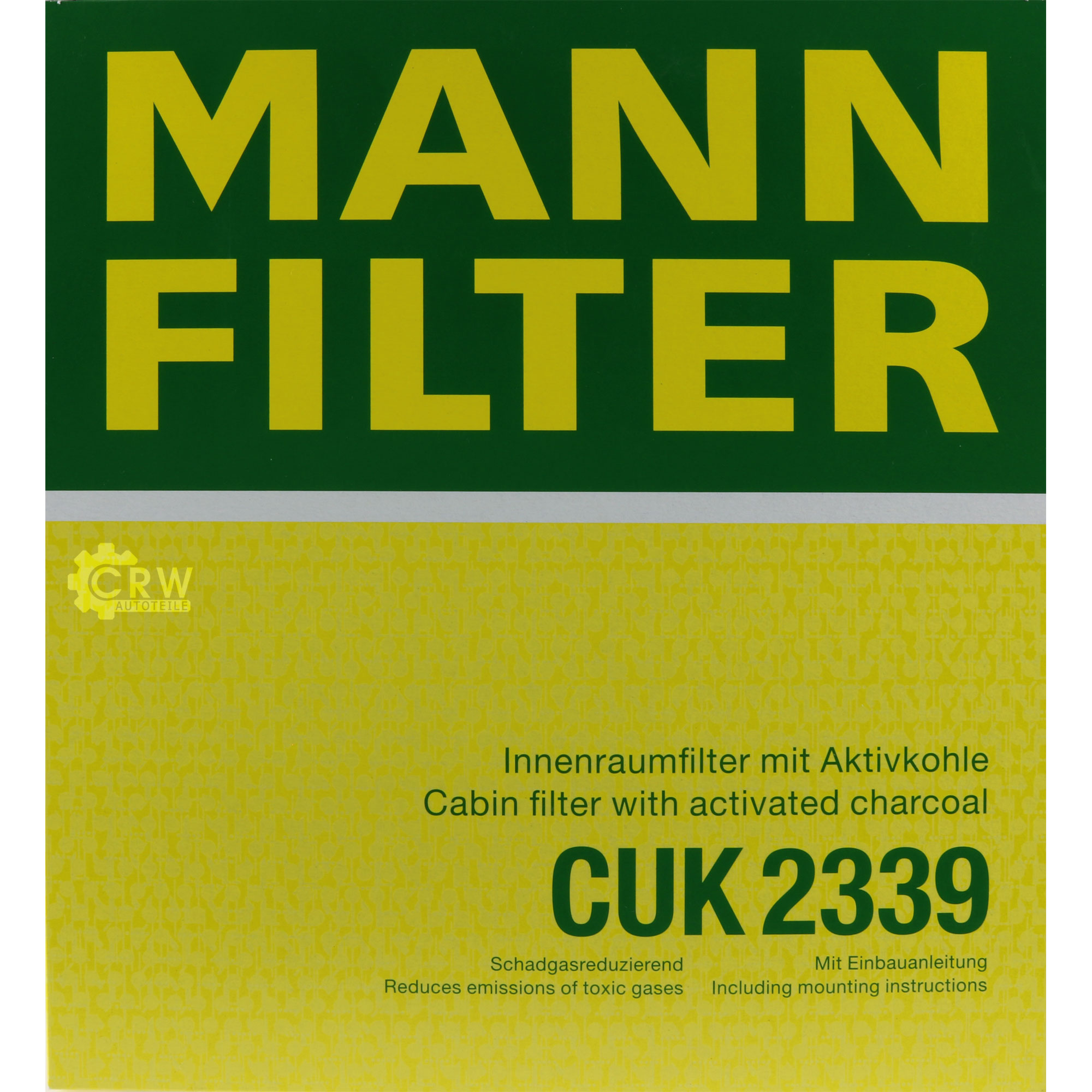 MANN-FILTER Innenraumfilter Pollenfilter Aktivkohle CUK 2339