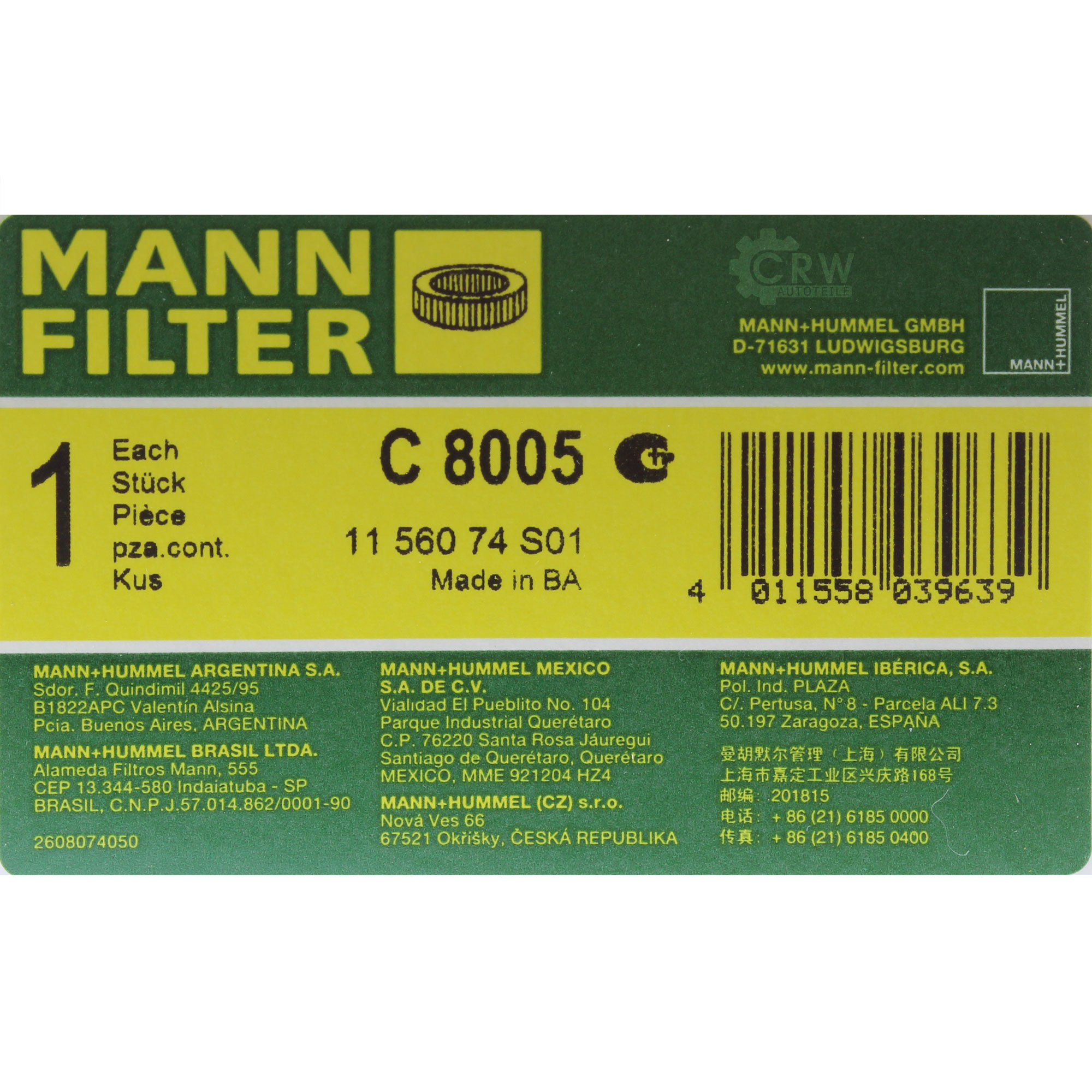MANN-FILTER Luftfilter C 8005