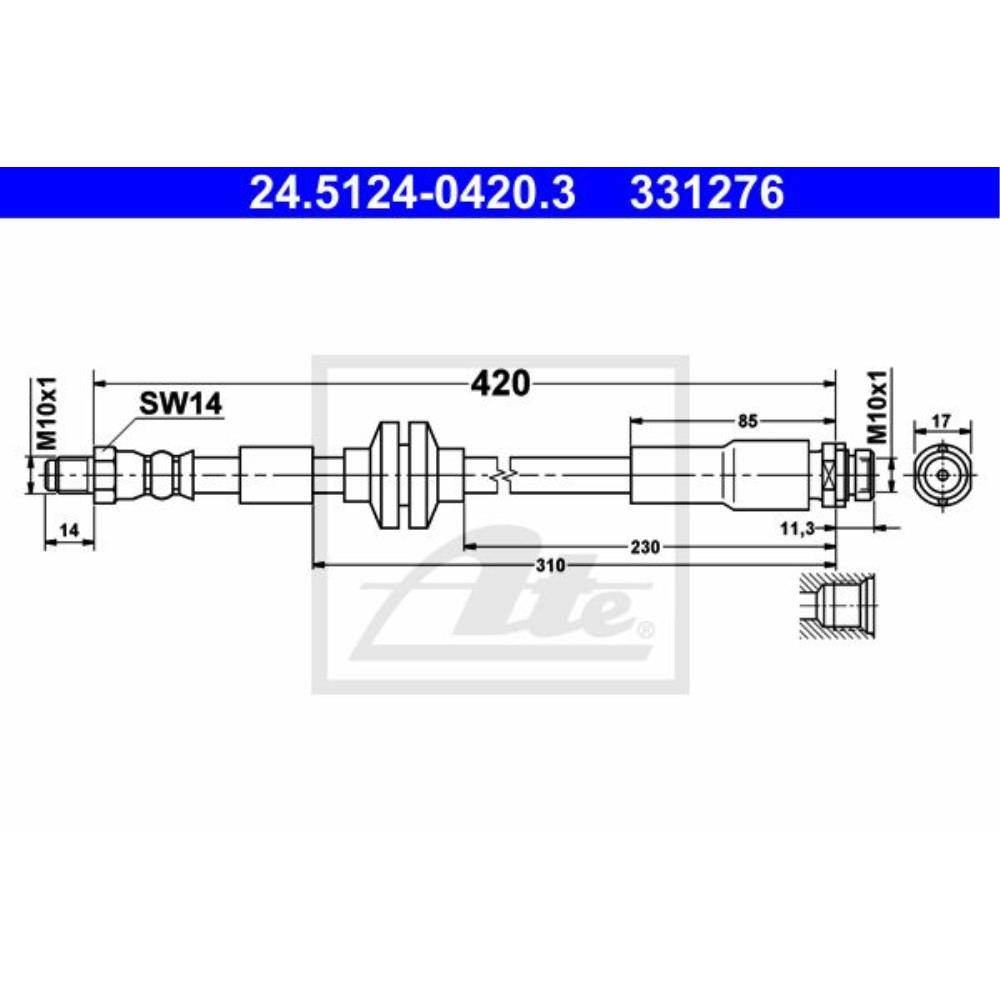 Bremsschlauch 24.5124-0420.3 Hinterachse für Ford Focus II Cabriolet Turnier DA_ FFS