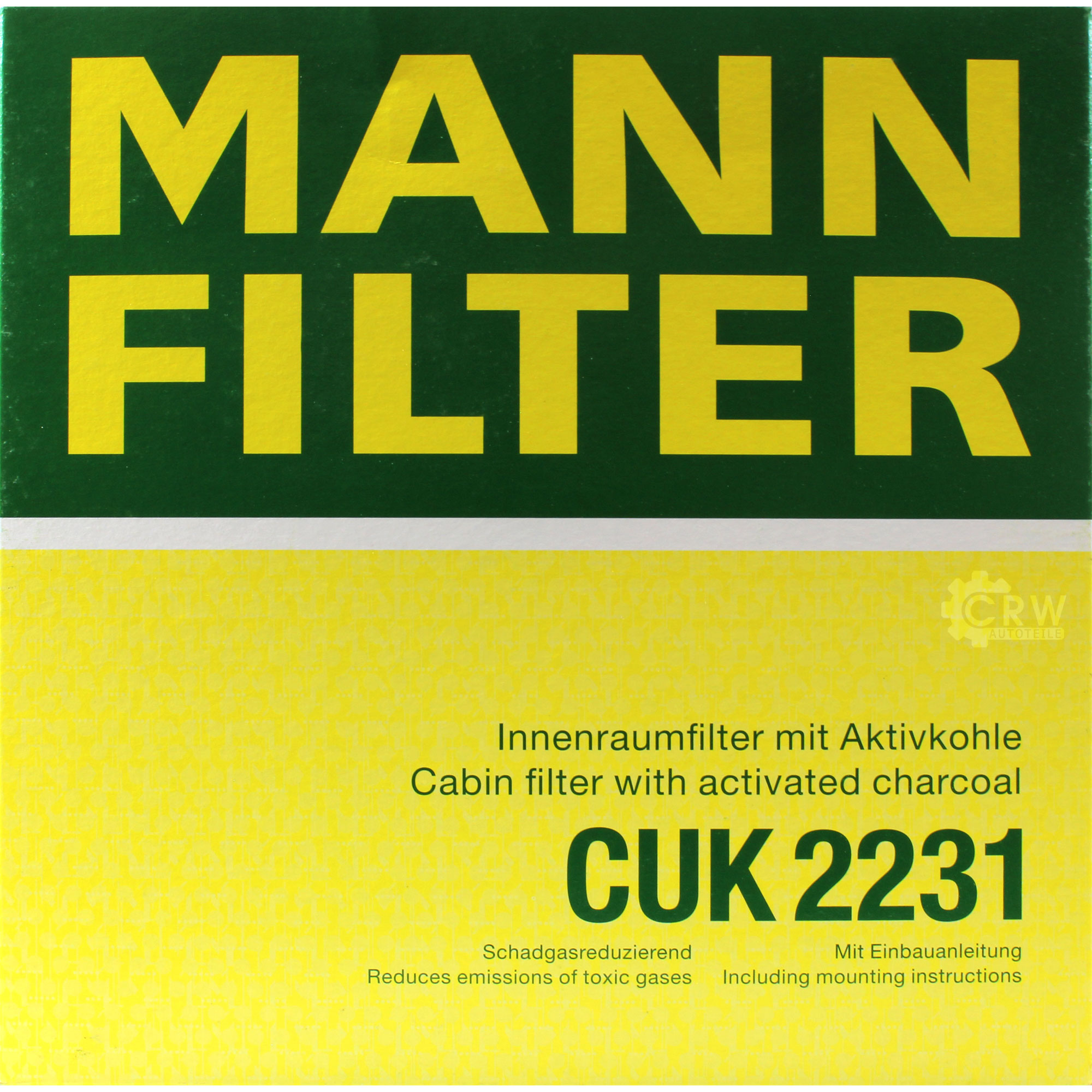MANN-FILTER Innenraumfilter Pollenfilter Aktivkohle CUK 2231