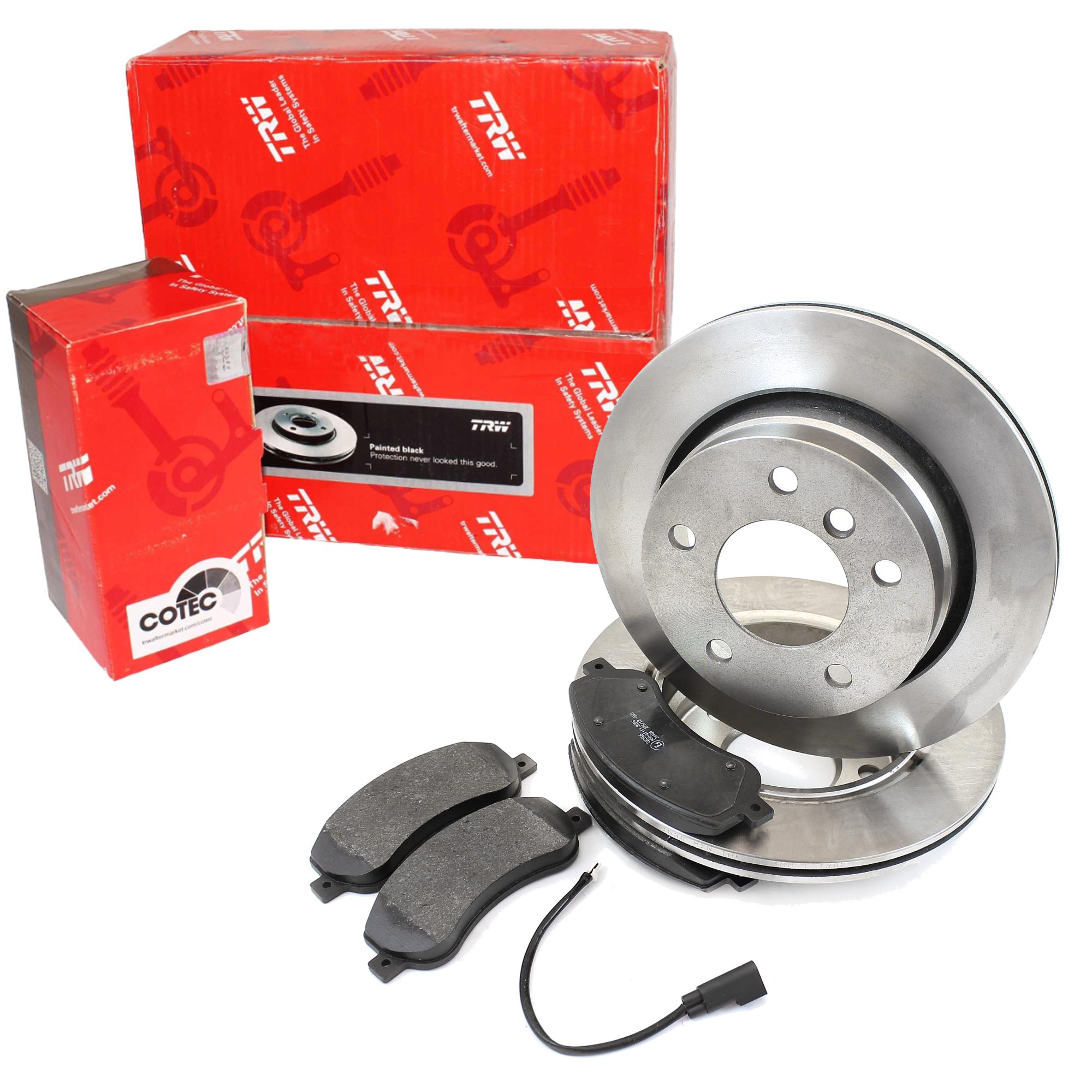 TRW Satz Bremsscheiben belüftet vorne + Bremsbeläge für Mercedes C-Klasse W204
