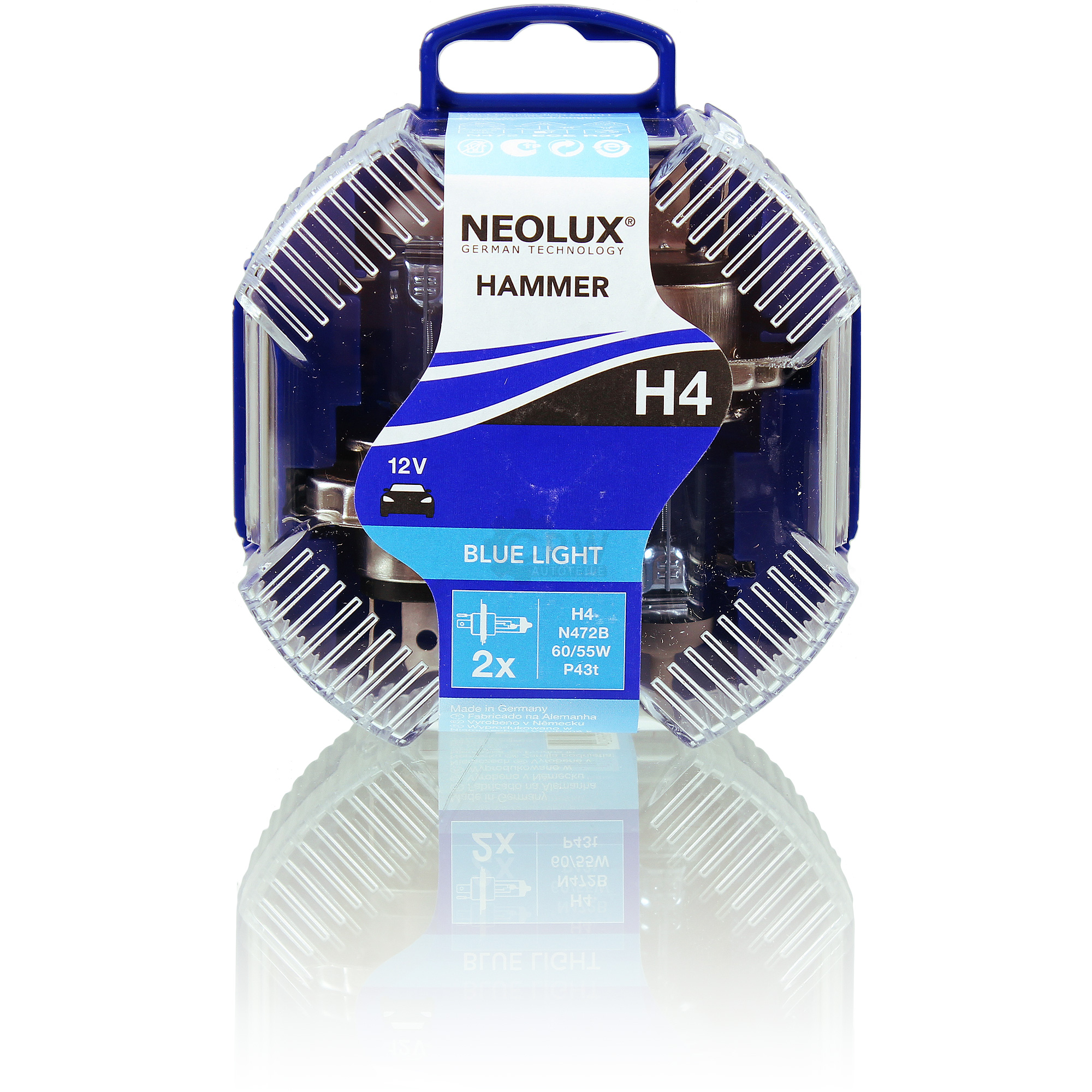 NEOLUX H4 Blue Light 60/55W 12V P43t DUO-Box Lampe Birne