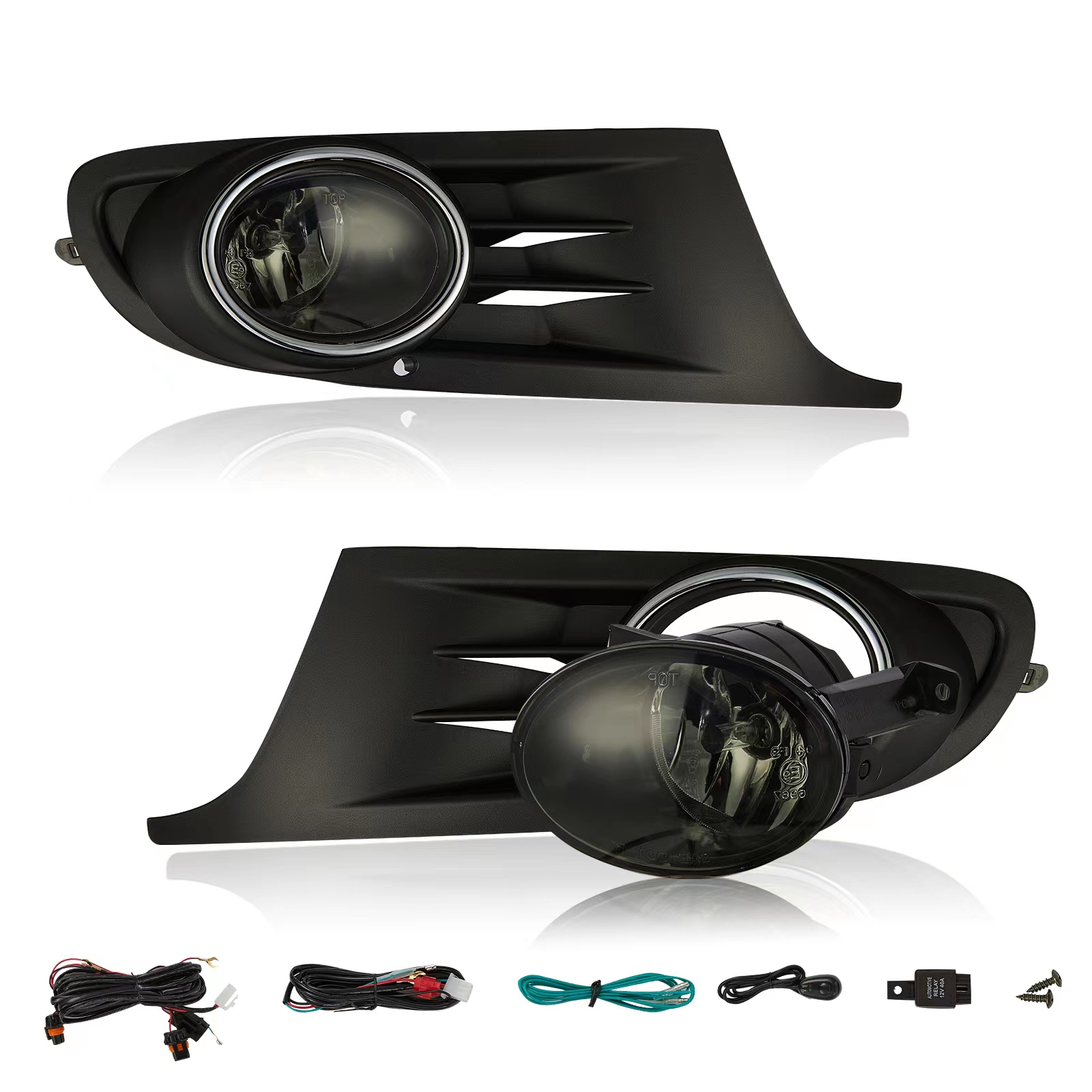 Nebelscheinwerfer Set HB4 + Gitter + Zubehör für Golf 6 VI Bj. 08-13 schwarz