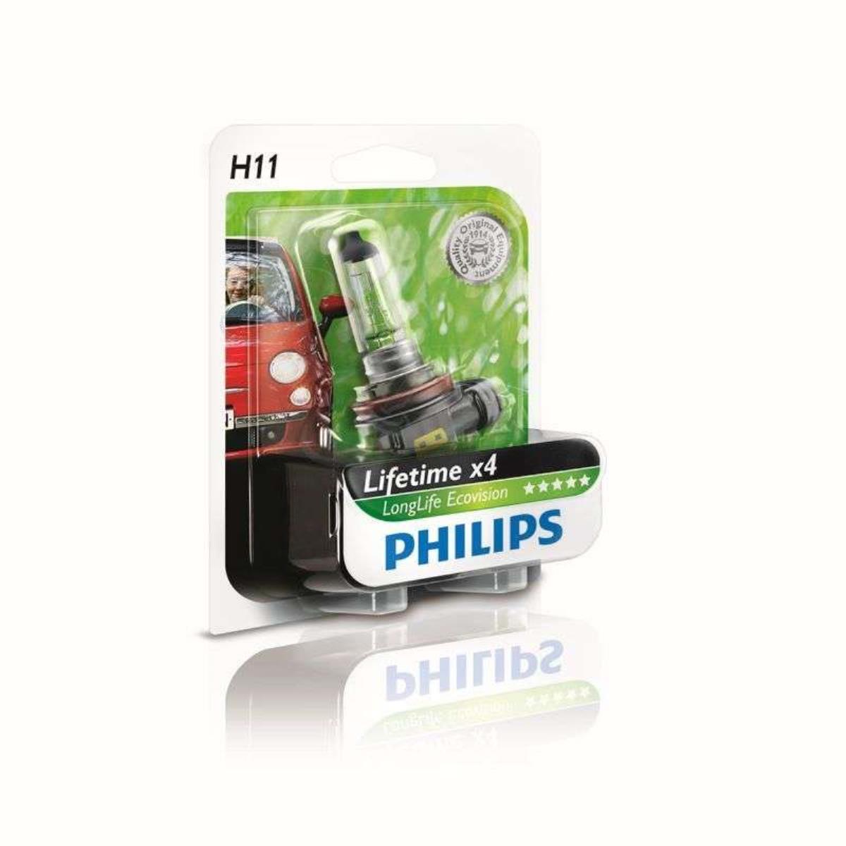 Philips H11 LongerLife ECOVision 12V 55W PGj19-2 Blister Lampe Birne