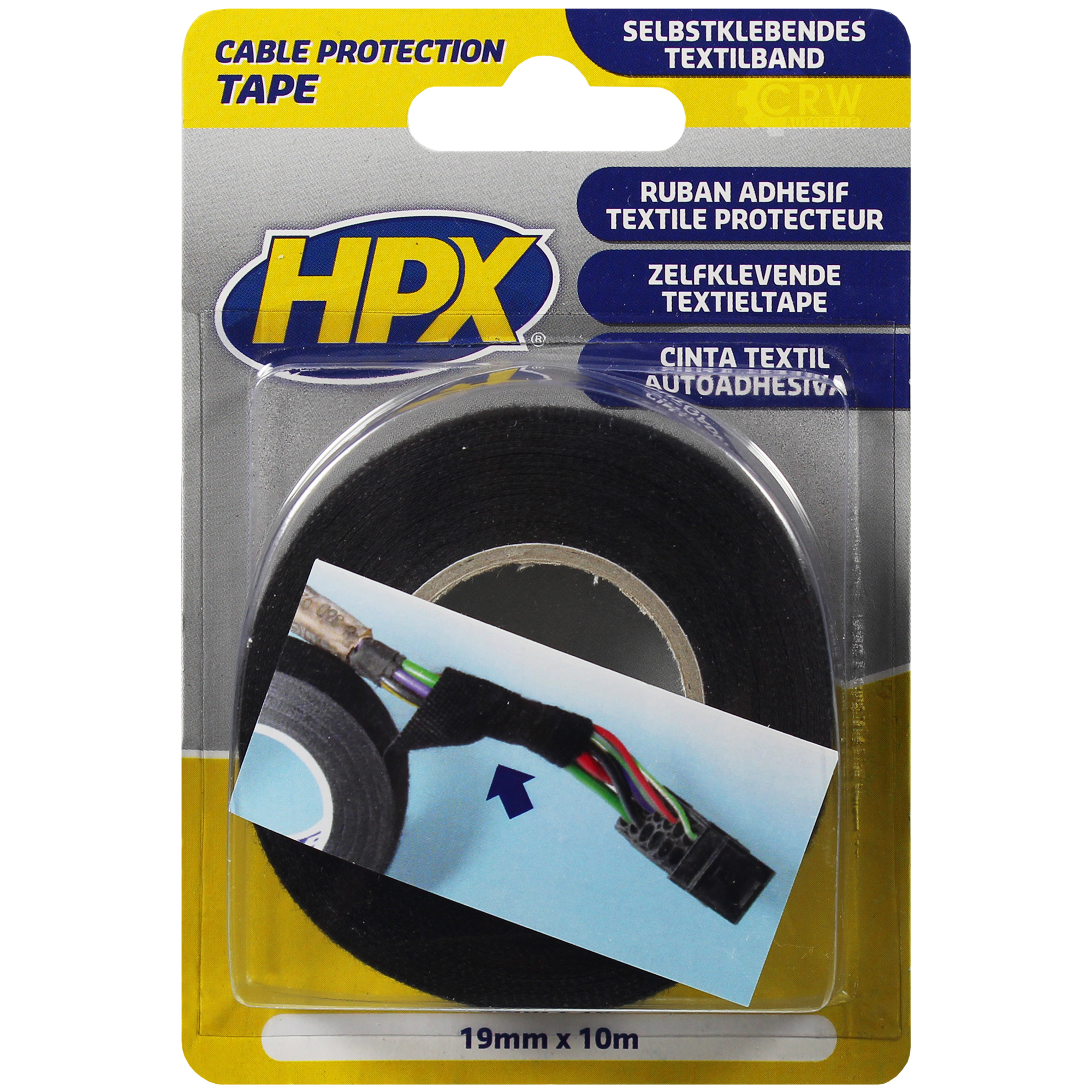 HPX Kabelschutzband Klebeband schwarz 19mmx10m TP1910