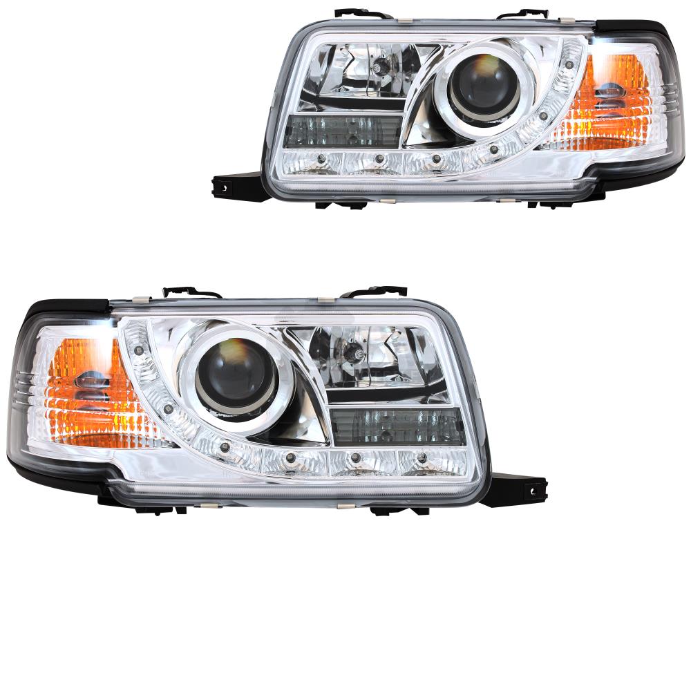 Scheinwerfer Set für Audi 80 B4 Typ 8C Bj. 91-94 LED Dragon Lights klar/chrom