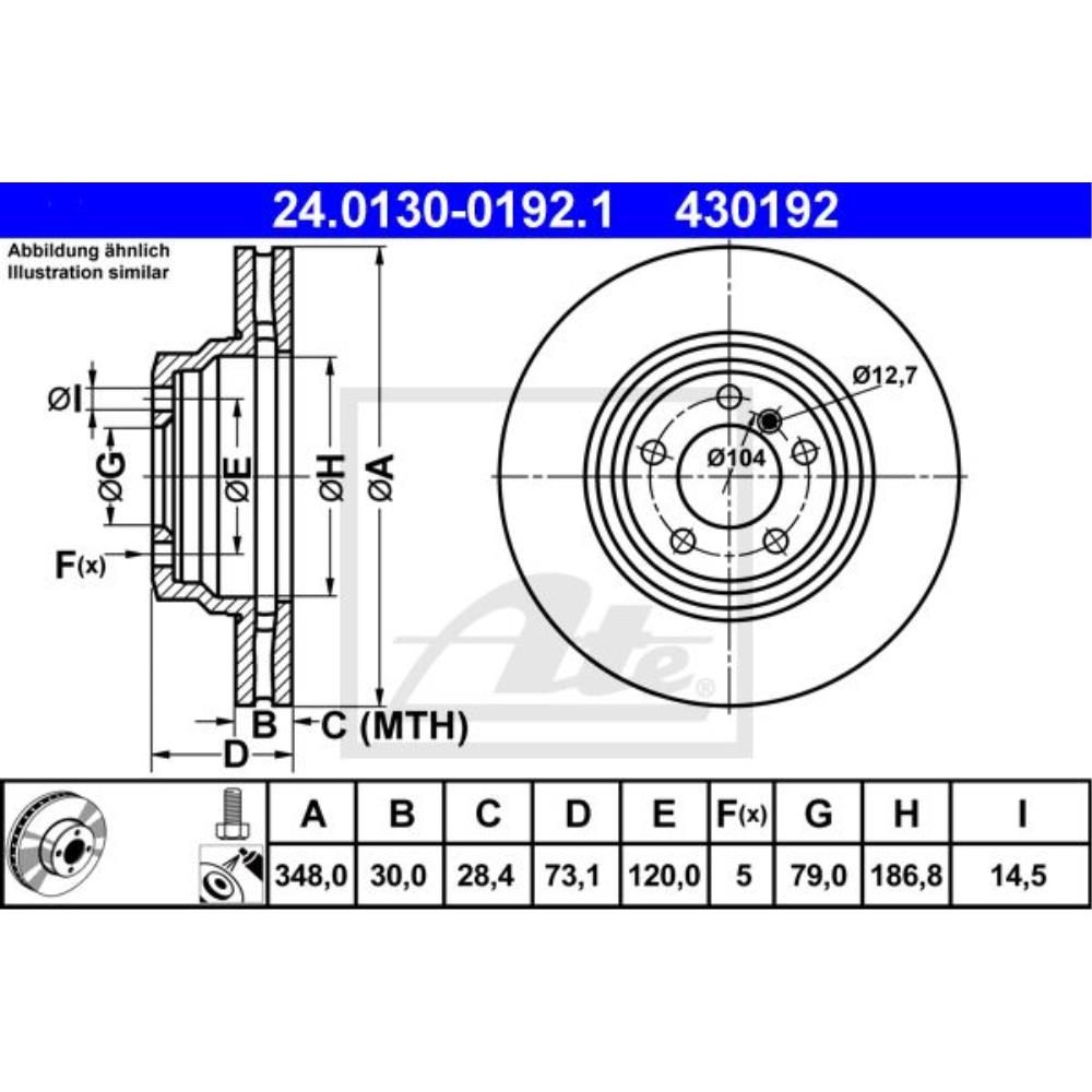 ATE Bremsscheibe vorne Ø348 mm belüftet für BMW 3er Touring E91 Coupe E92 E90