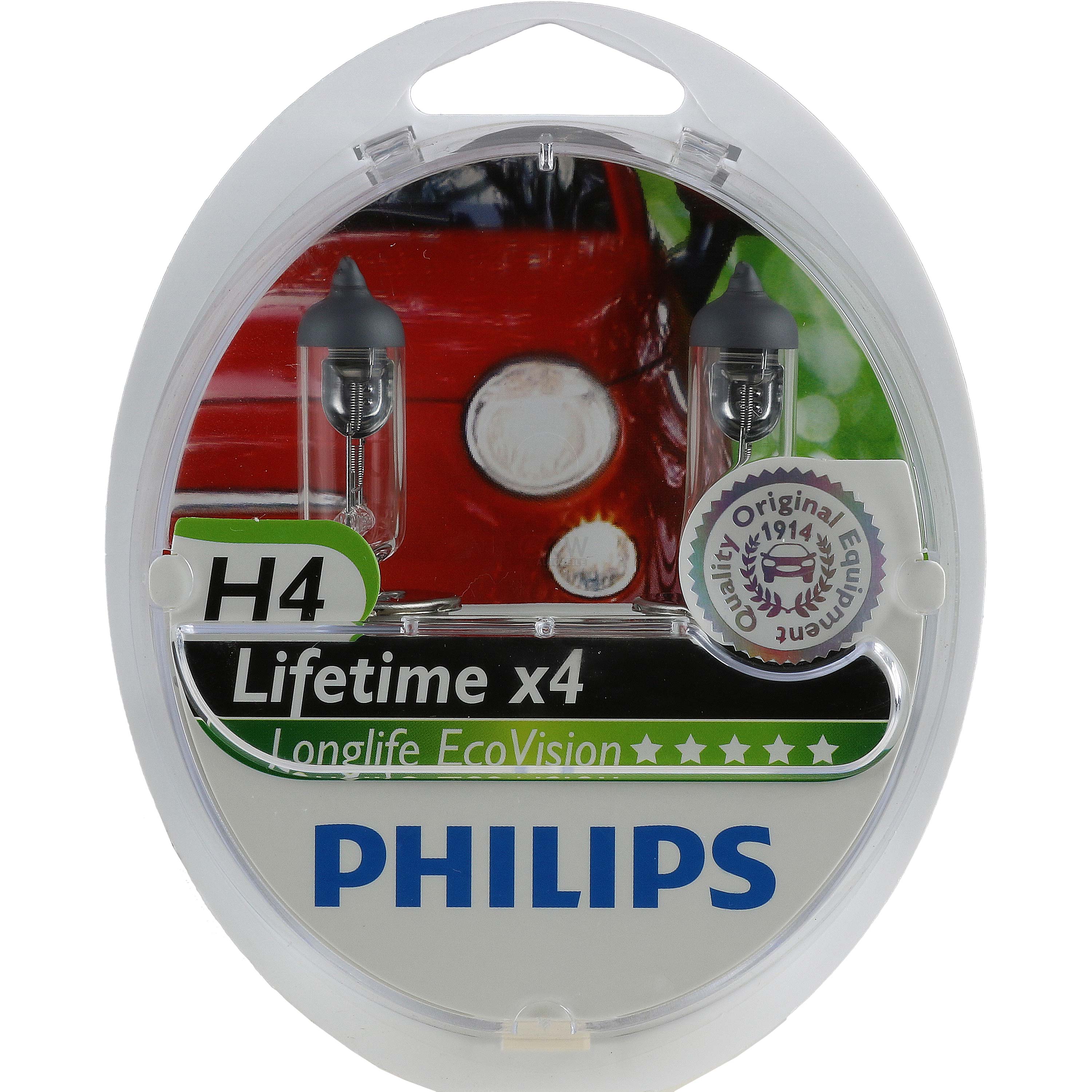 Philips Long Life Eco Vision H4 12V 60/55W Sockel P43t Halogen