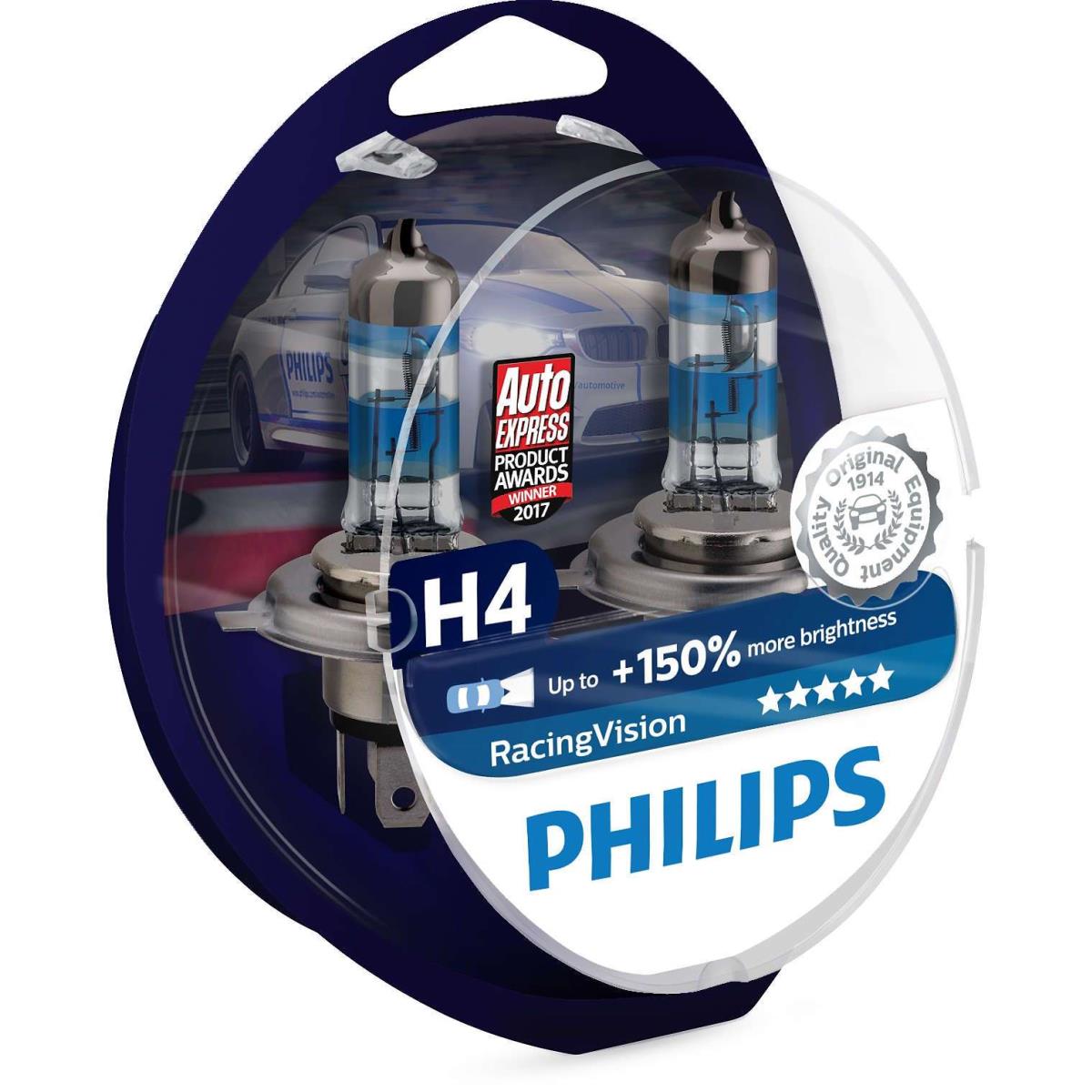 Philips Racing Vision H4 12V 60/55W P43t +150% 2 Stück Set Birne Lampe 12342RVS2