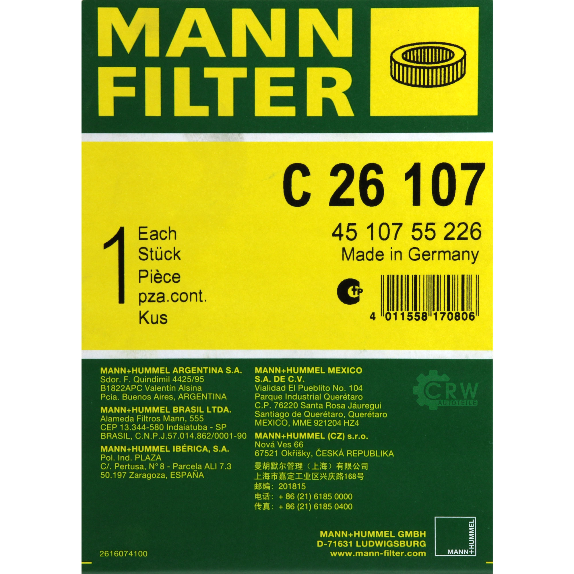MANN-FILTER Luftfilter für Renault Espace III JE0_ 3.0 V6 24V Laguna I B56_