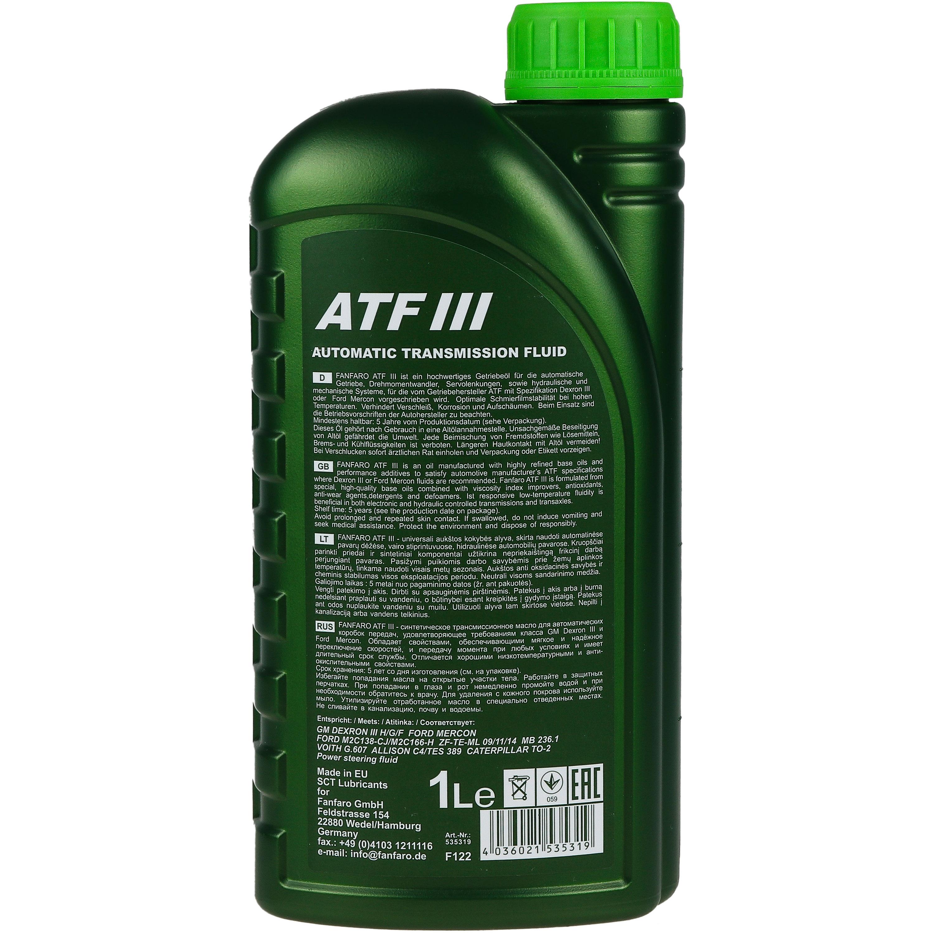 1 Liter  FANFARO Automatikgetriebeöl ATF III Gear Oil Öl