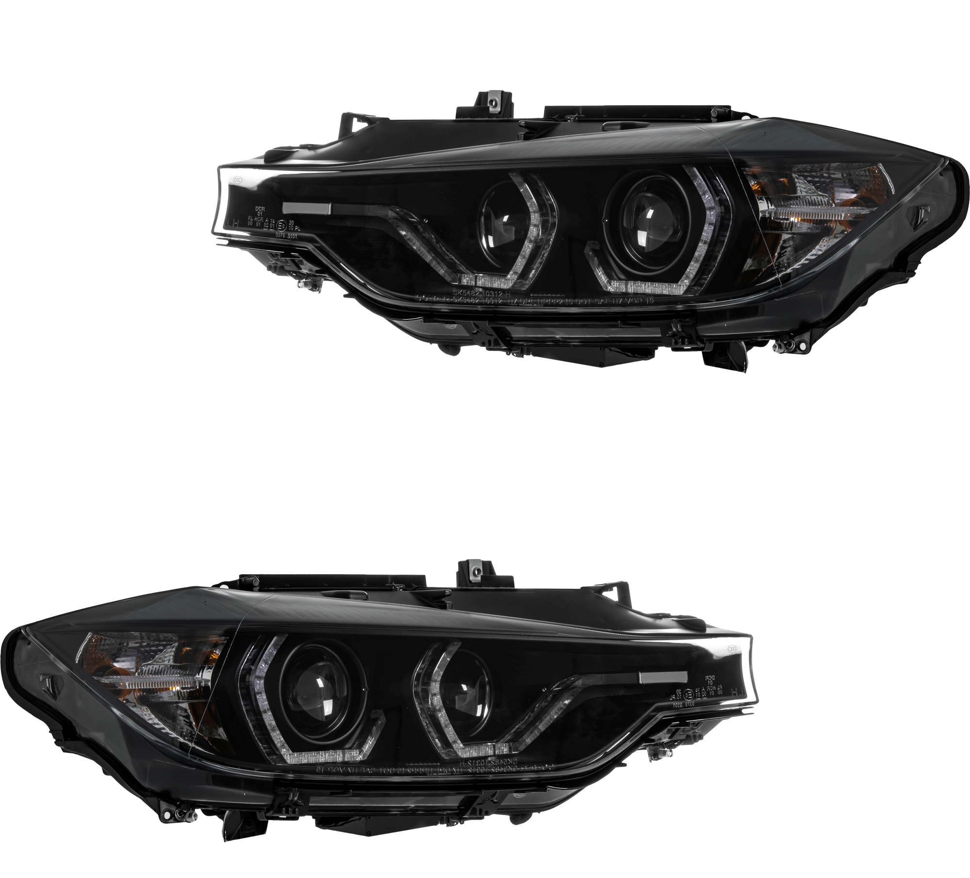 Design Halogenscheinwerfersatz links und rechts Angel Eyes Klarglas/schwarz für BMW 3er Touring F31 F30 F80 F35