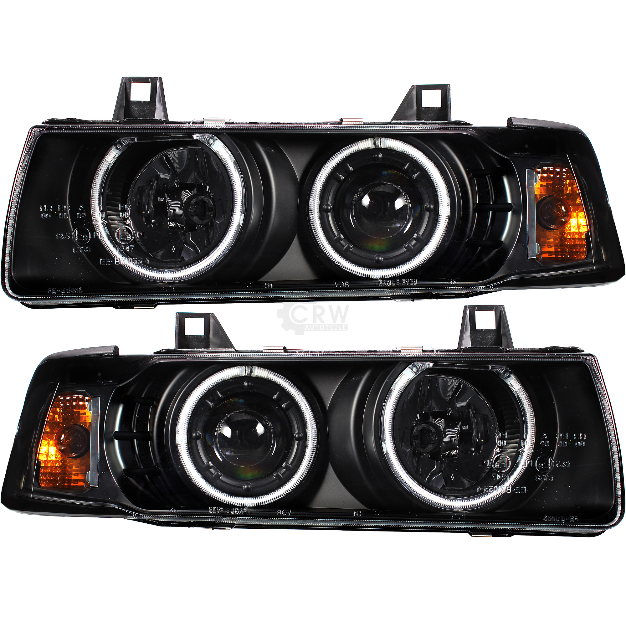 Scheinwerfer Set für BMW E36 Limousine Touring CCFL Angel Eyes H1 H3 klar schwarz