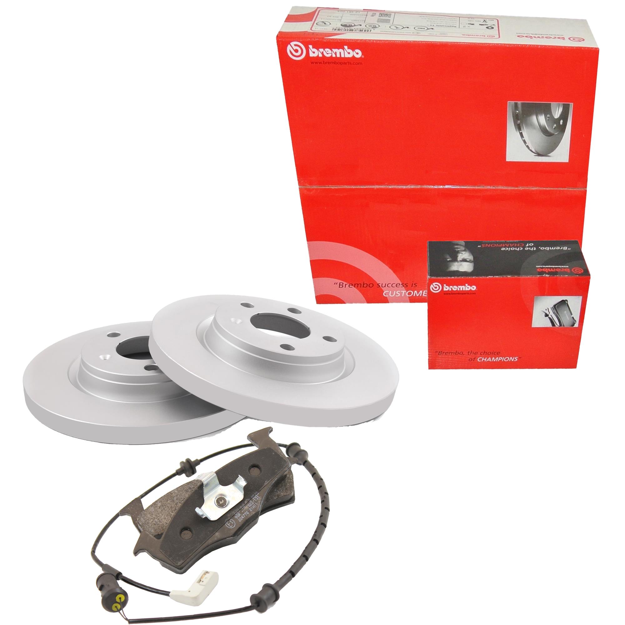BREMBO Satz Bremsen Bremsscheiben Voll hinten + Bremsbeläge für Fiat 500 312 