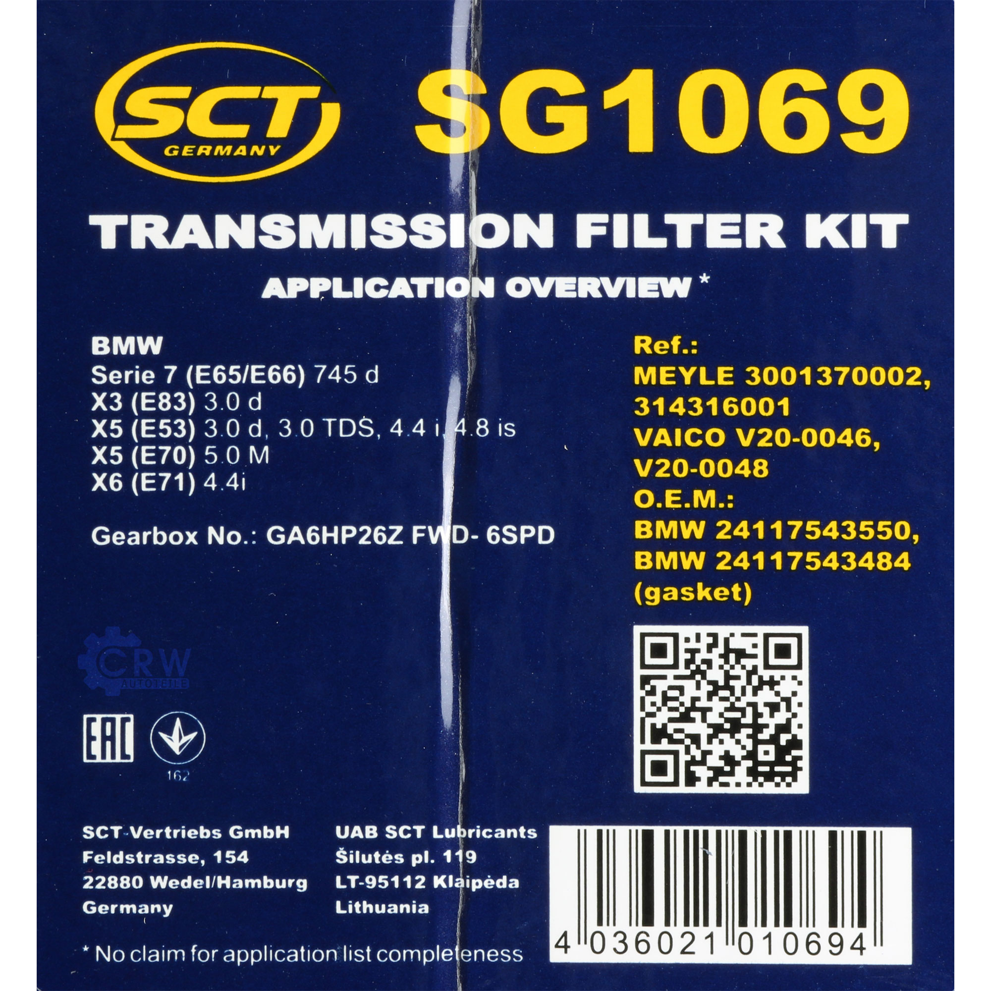 SCT Getriebeölfilter Filter SG 1069 für Automatikgetriebe ATF