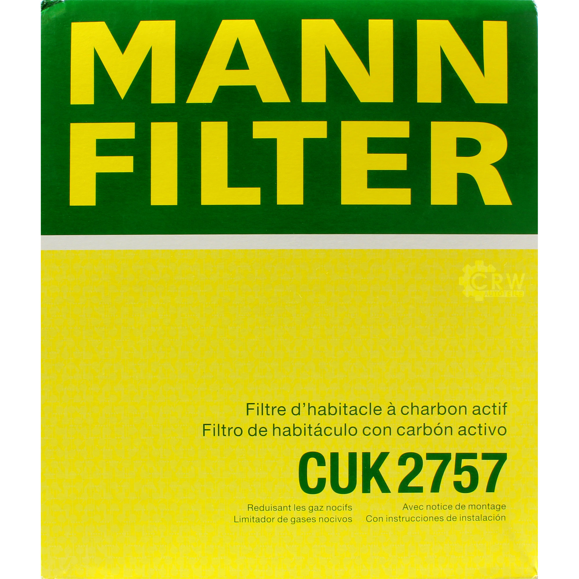 MANN-FILTER Innenraumfilter Pollenfilter Aktivkohle CUK 2757