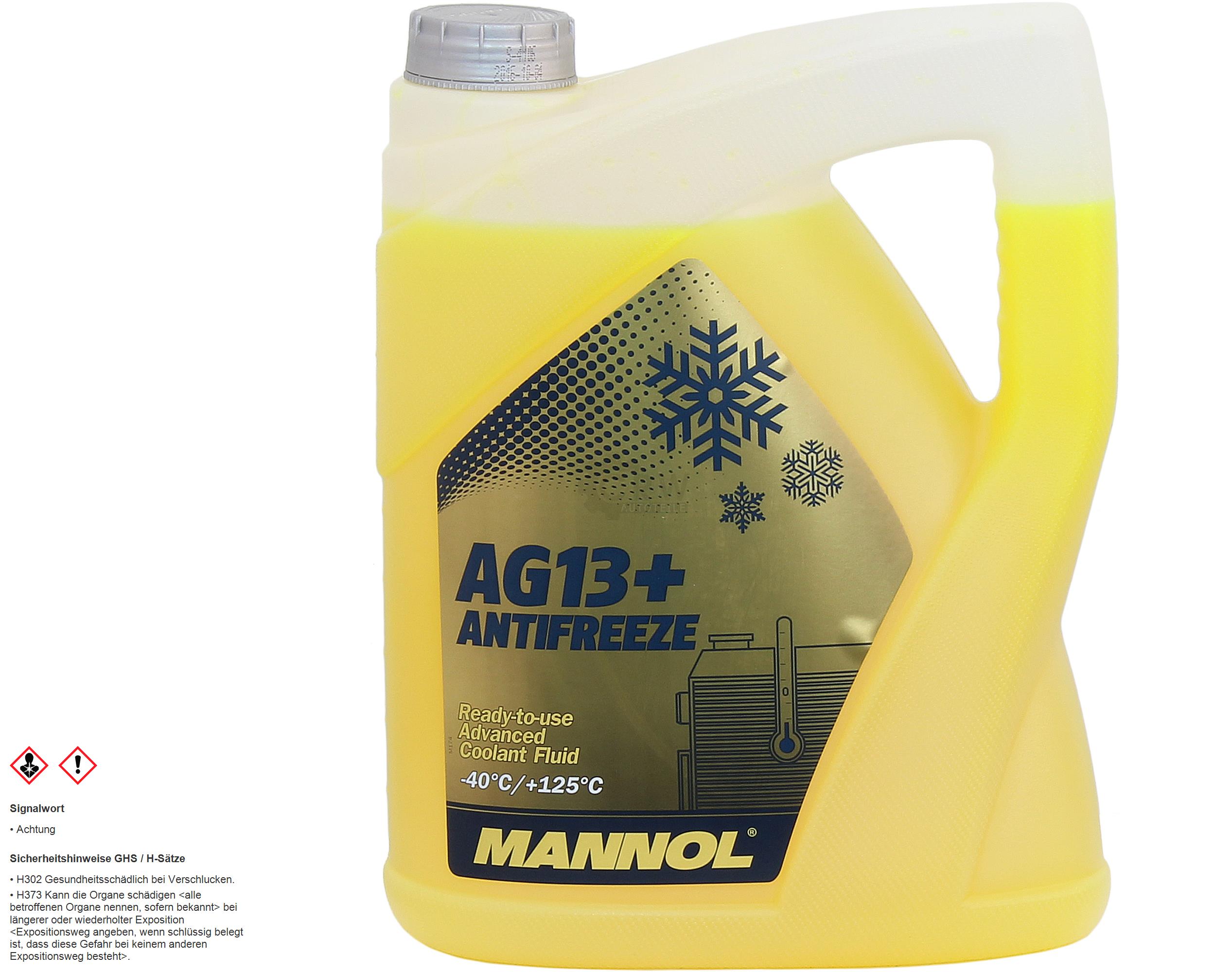 5 Liter MANNOL Kühlerfrostschutz Fertiggemisch Antifreeze AG13+ -40°C Gelb G13+