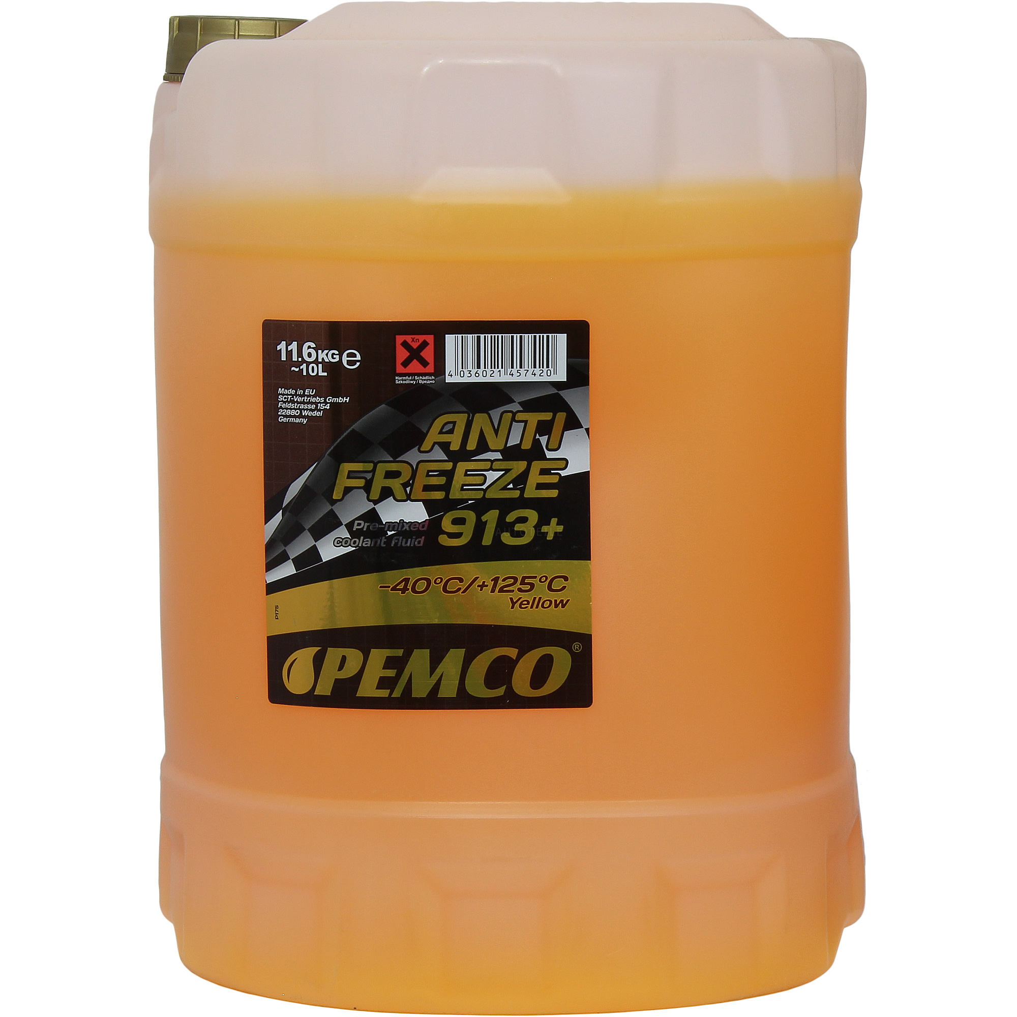 10 Liter  PEMCO Kühlerfrostschutz Antifreeze 913+ (-40) gelb yellow G13+