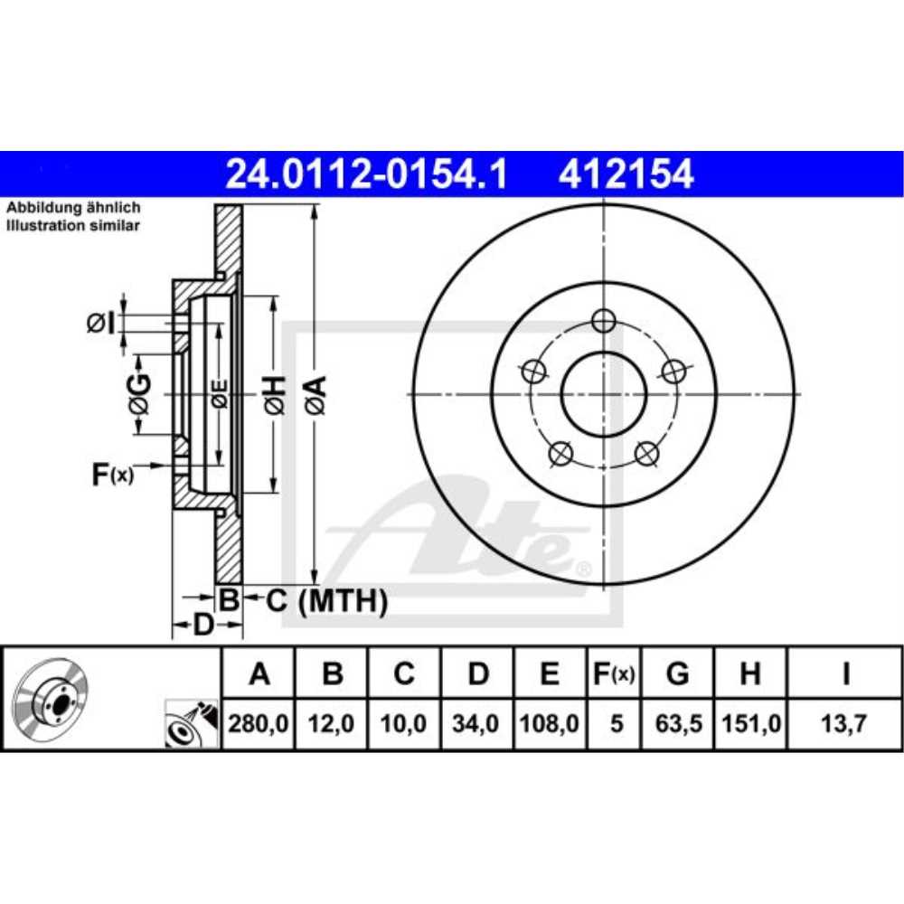 ATE Satz Bremsen Bremsscheiben + Bremsbeläge hinten für Ford Mondeo III Turnier