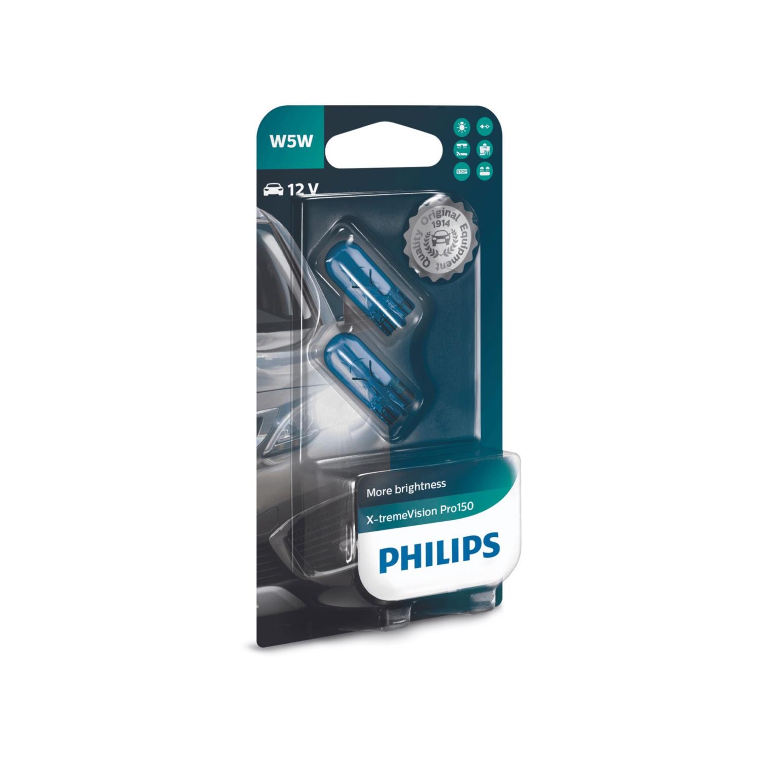 2 x Philips X-tremeVision Pro150 W5W Glühlampe