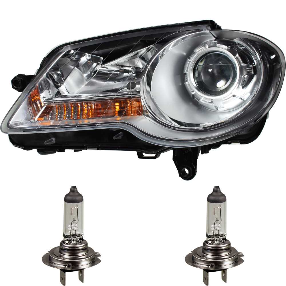 Scheinwerfer links für VW Touran GP 1T Bj. 09.06-10 chrom H7+H7 inkl. Lampen