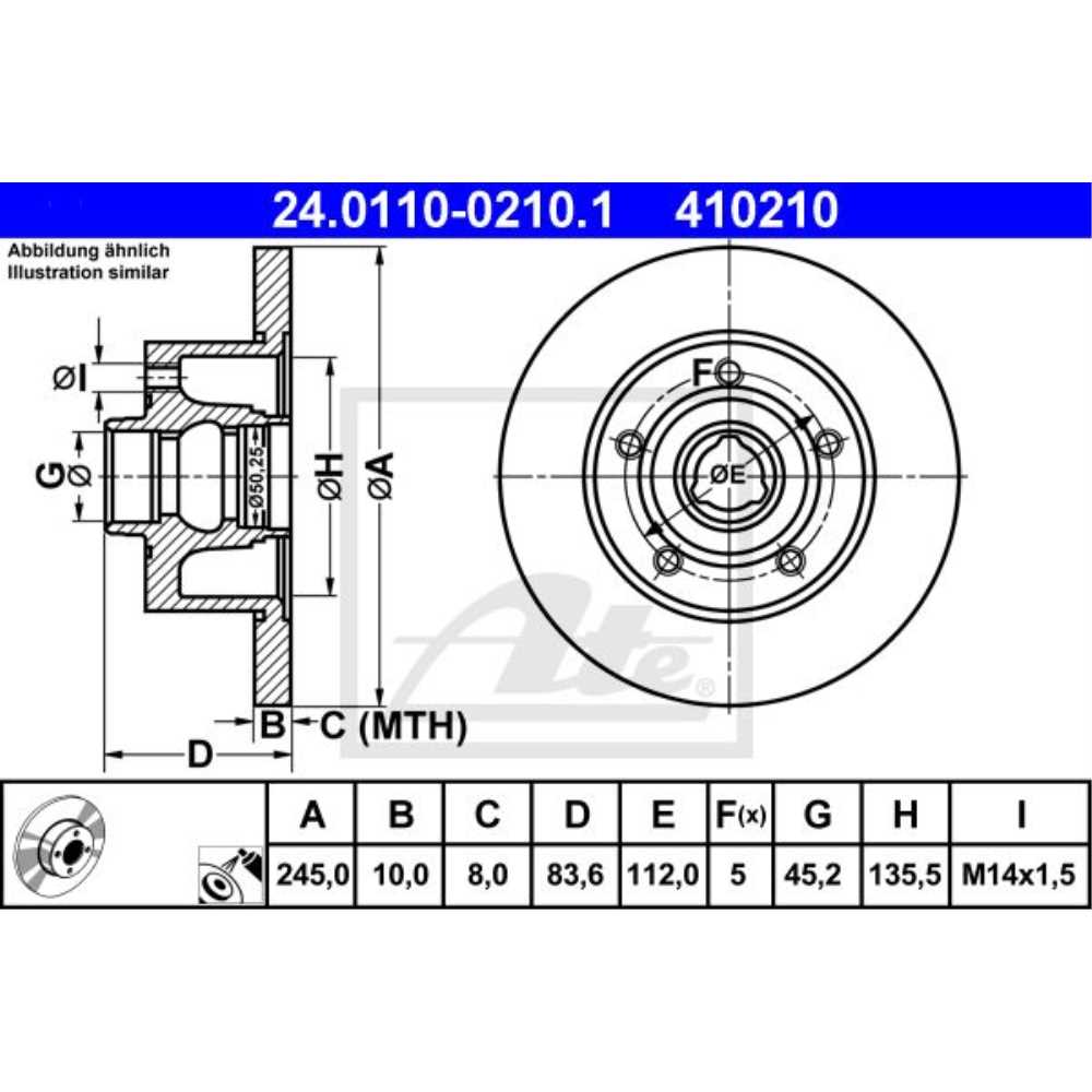 ATE Satz Bremsen Bremsscheiben + Bremsbeläge hinten für Audi A4 8D2 B5 8D5