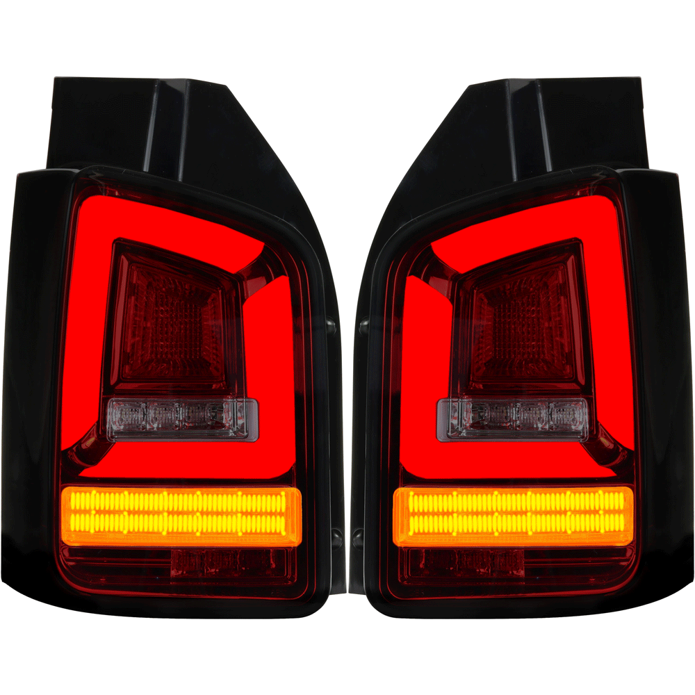 Rückleuchten Set Voll LED Lightbar für VW T5 Bj. 03-09 rot smoke für Heckklappe