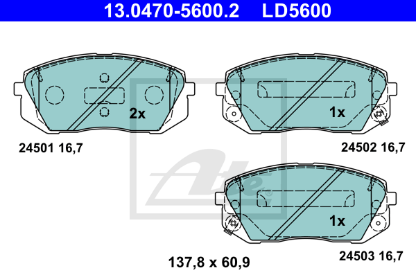 ATE Satz Bremsen Bremsscheiben + Bremsbeläge vorne für Hyundai Tucson KIA TLE TL
