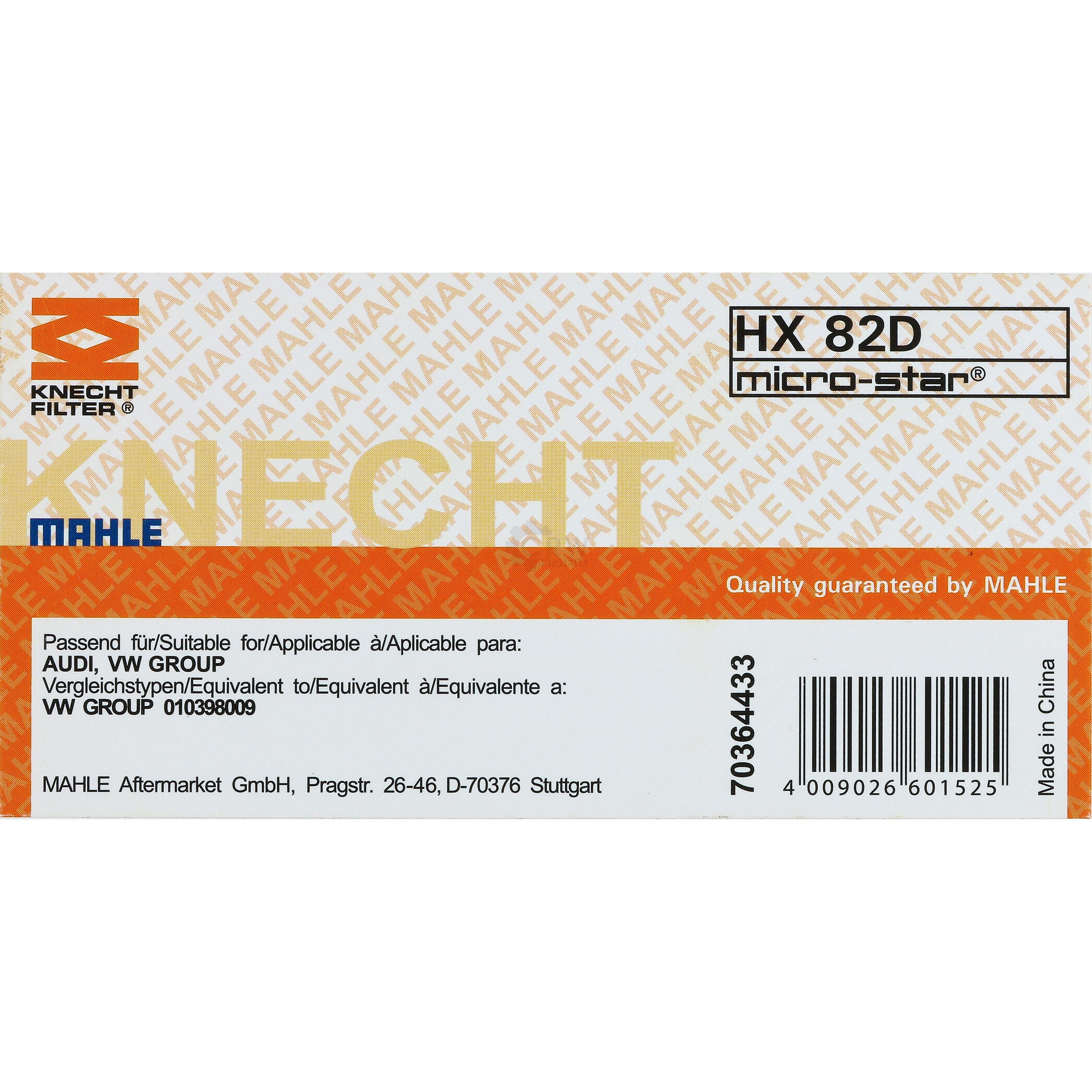 MAHLE / KNECHT Getriebeölfilter für Automatikgetriebe HX 82D