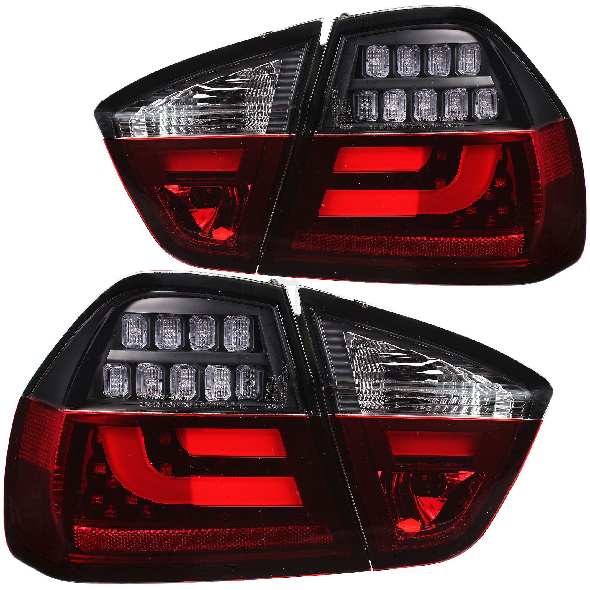 LED Lightbar Rückleuchten Set für BMW 3er E90 Limousine Bj. 05-08 rot smoke
