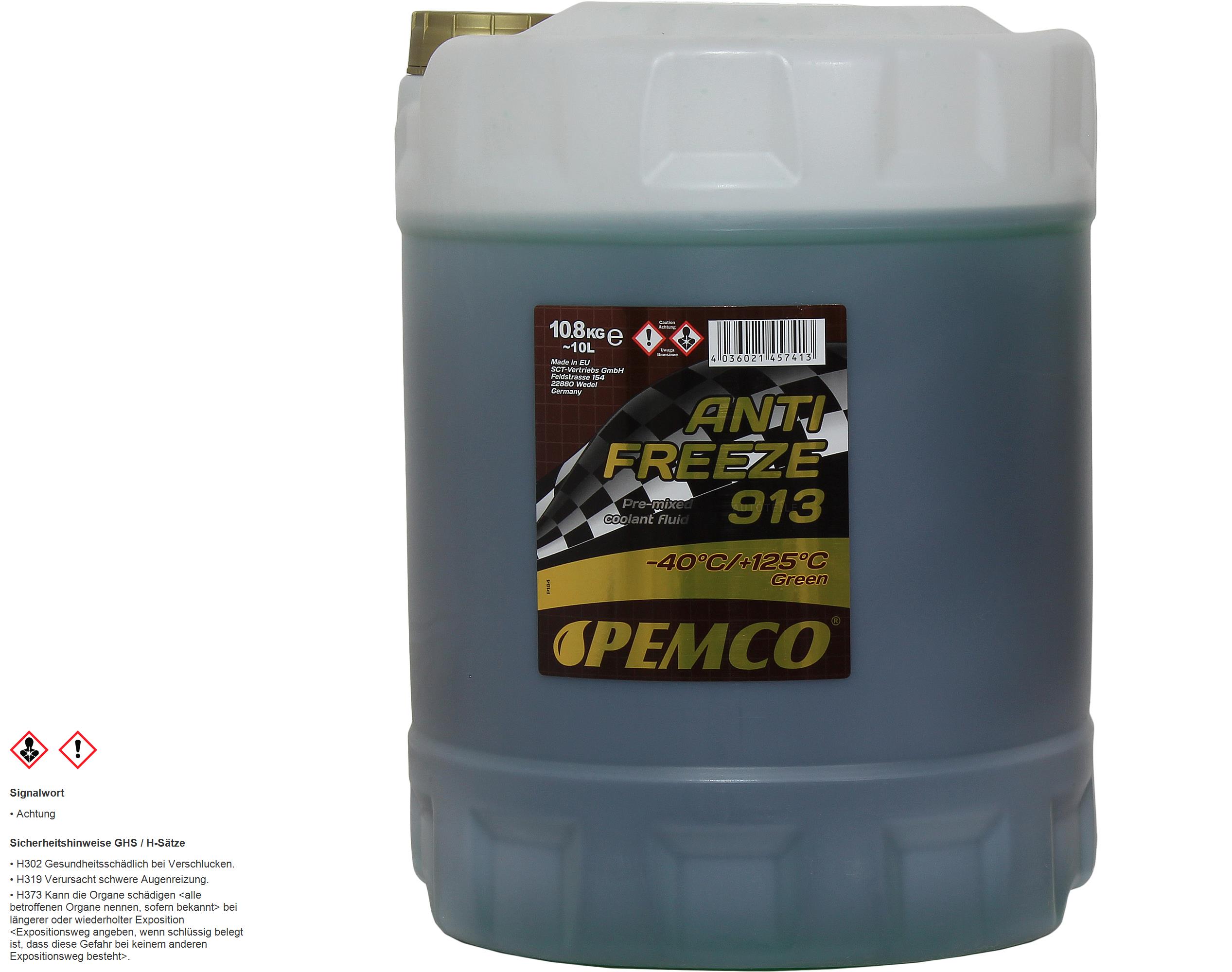  Pemco 1 x10 Liter Kühlerfrostschutz Antifreeze 913 grün green PM0913-10