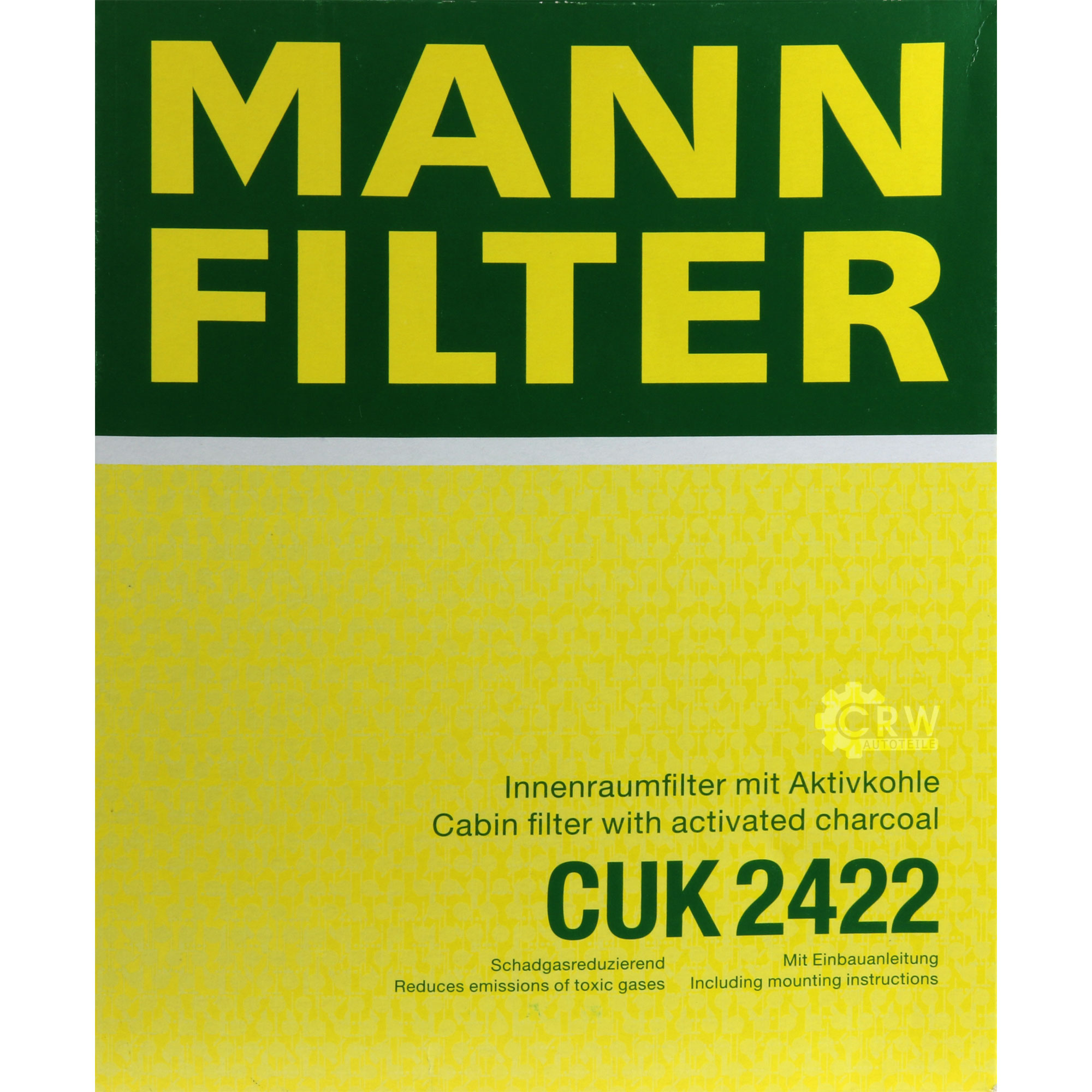 MANN-FILTER Innenraumfilter Pollenfilter Aktivkohle CUK 2422