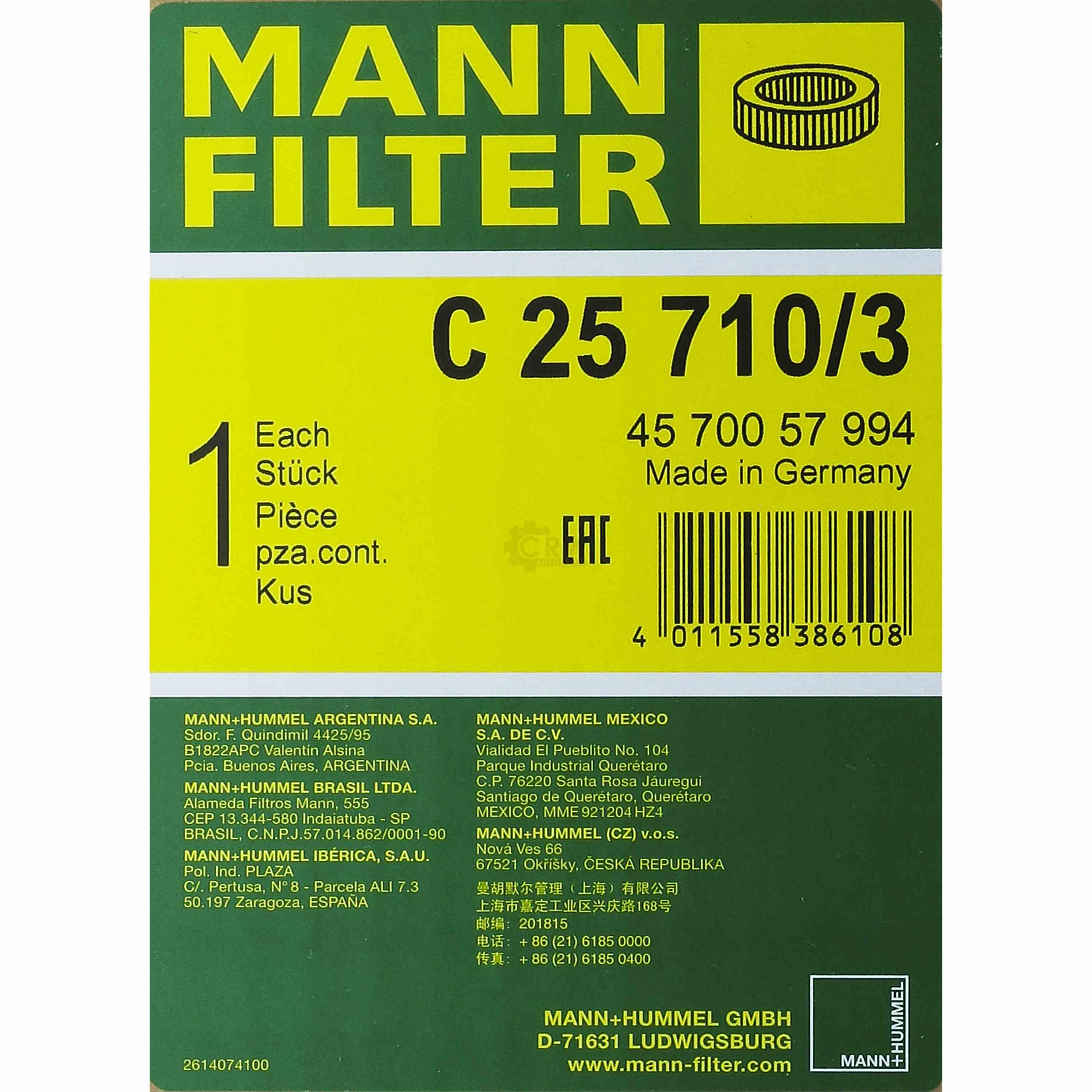 MANN-FILTER Luftfilter C 25 710/3