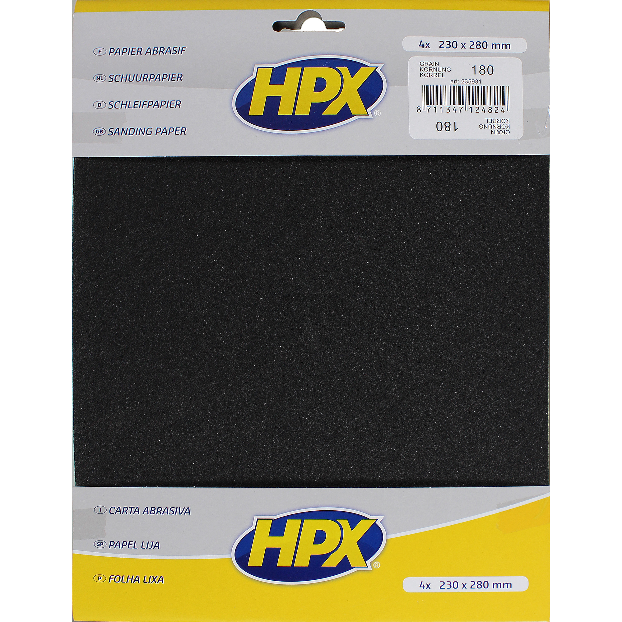 HPX SET 4 Stück Schleifpapier trocken Papier Rostlöser Körnung 180 235931 