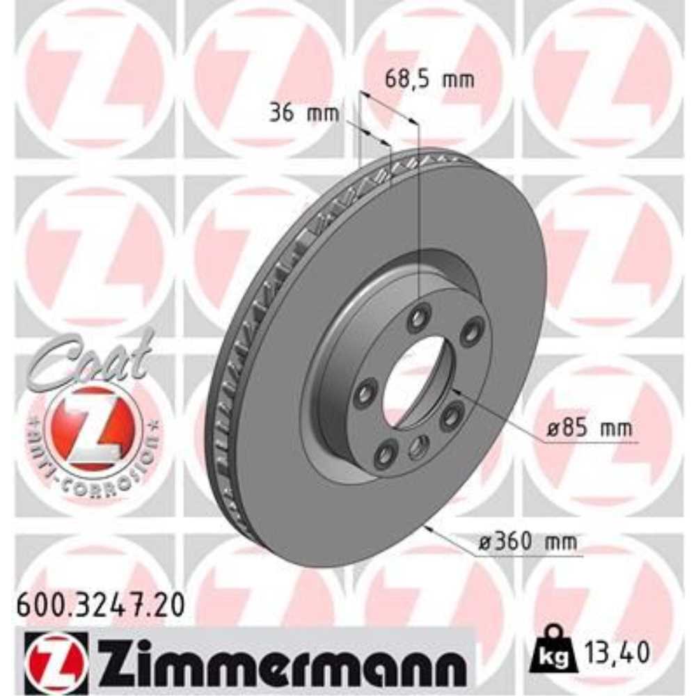 ZIMMERMANN Bremsscheibe vorne Ø360 mm Innenbelüftet für VW Touareg Cayenne