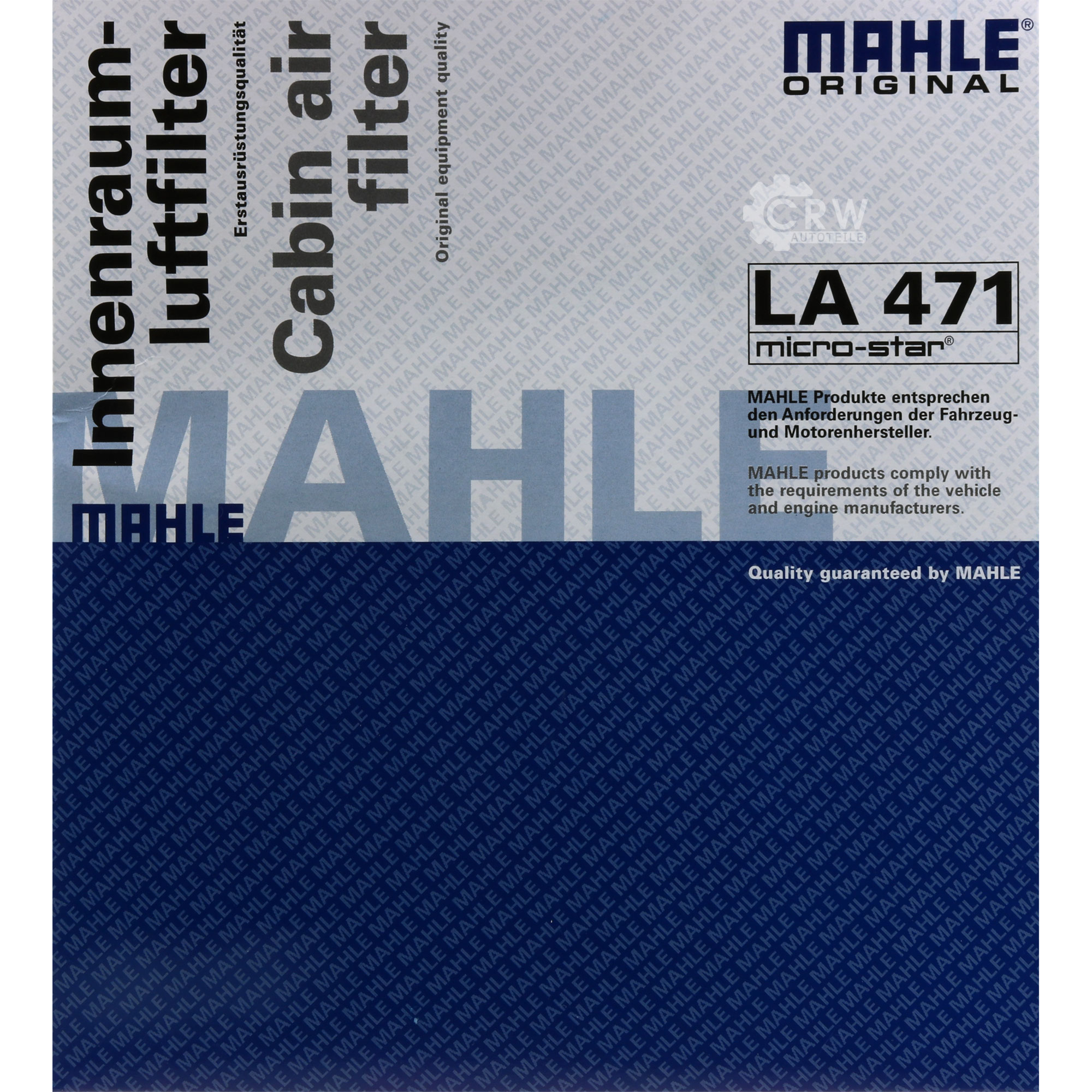 MAHLE / KNECHT Innenraumfilter Innenraumluft Pollenfilter LA 471