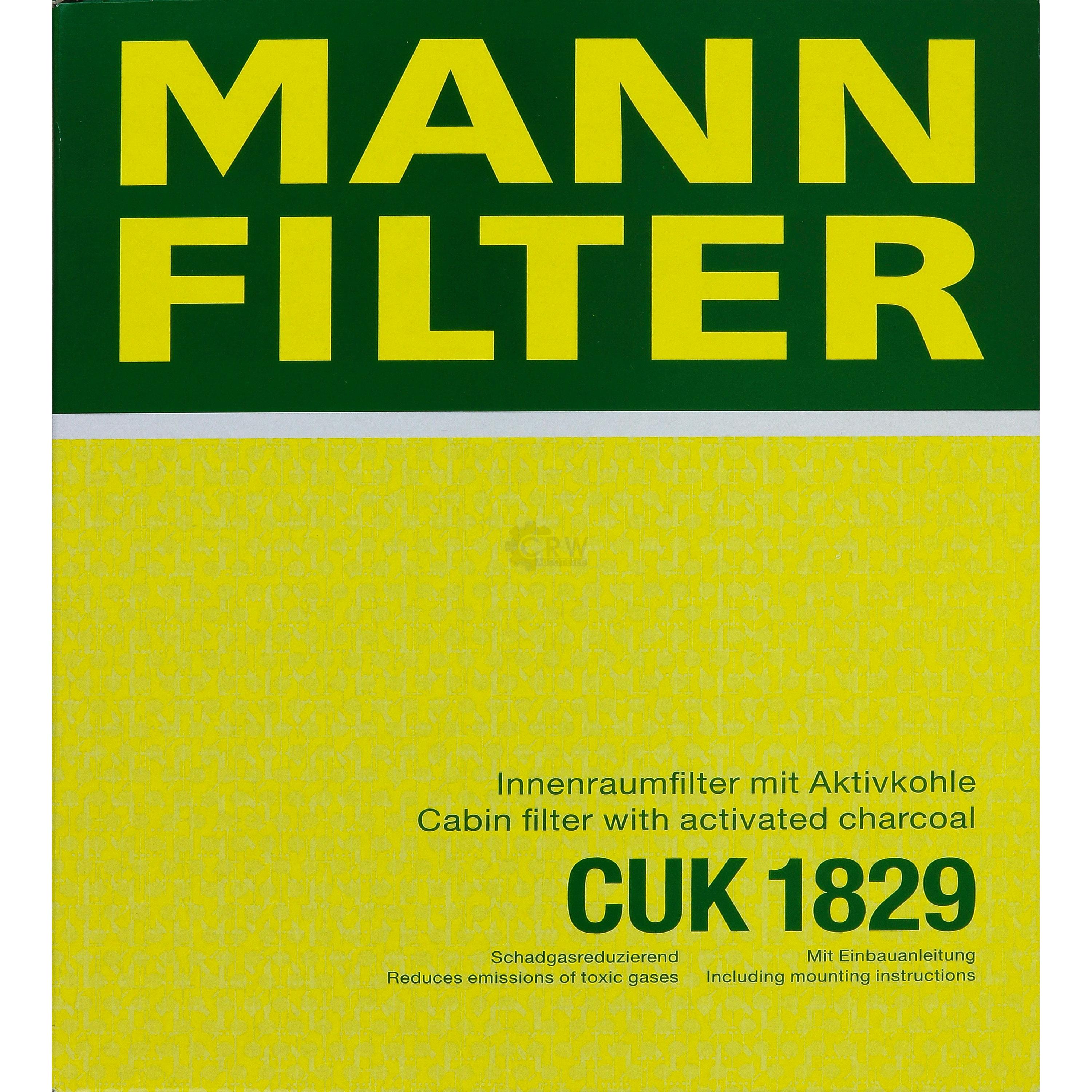 MANN-FILTER Innenraumfilter Pollenfilter Aktivkohle CUK 1829