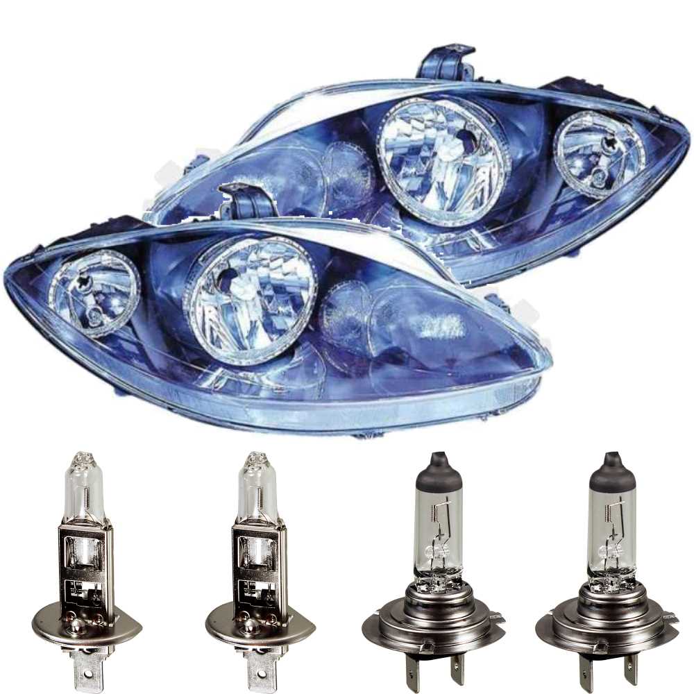 Halogen Scheinwerfer Set für Seat Leon (1P) 09.05-> H7/H1 mit Motor inkl. Lampen