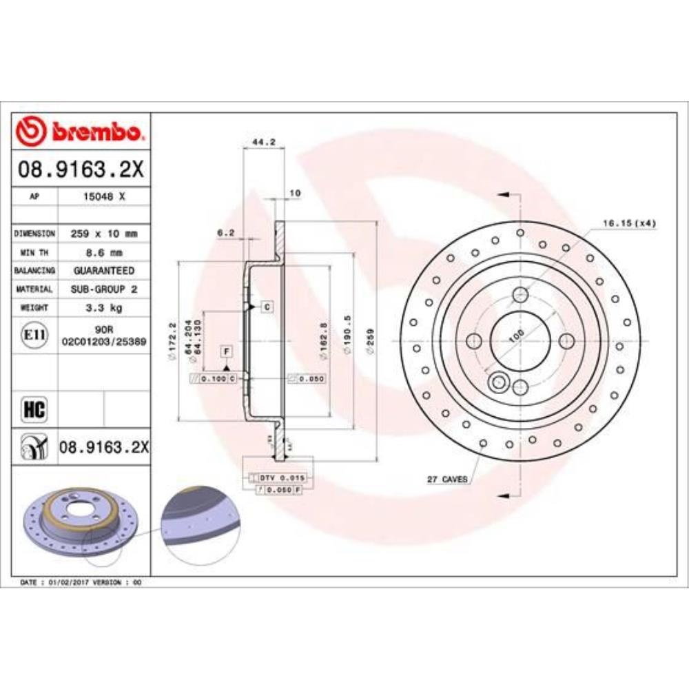 BREMBO Satz Bremsen Bremsscheiben Voll hinten + Bremsbeläge für MINI Mini R56