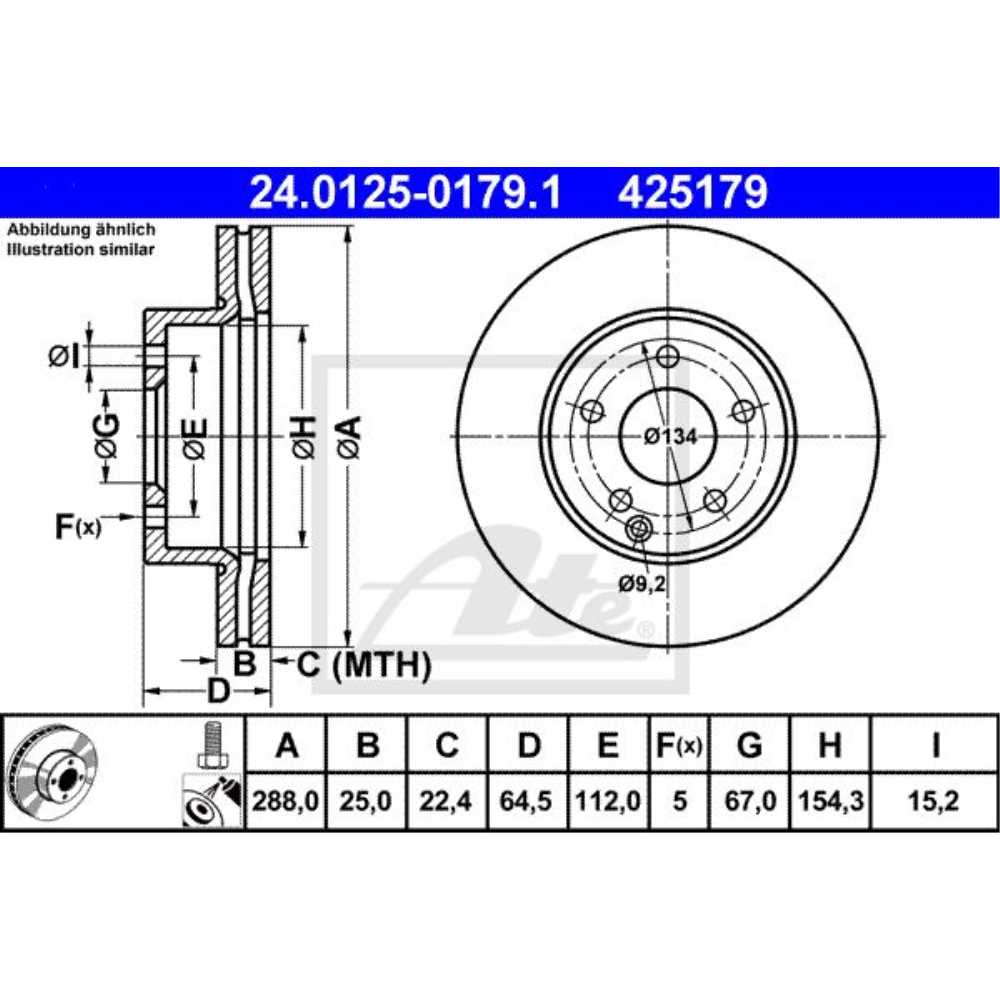 ATE Satz Bremsbeläge + Bremsscheiben belüftet vorne für Mercedes C-Klasse W204