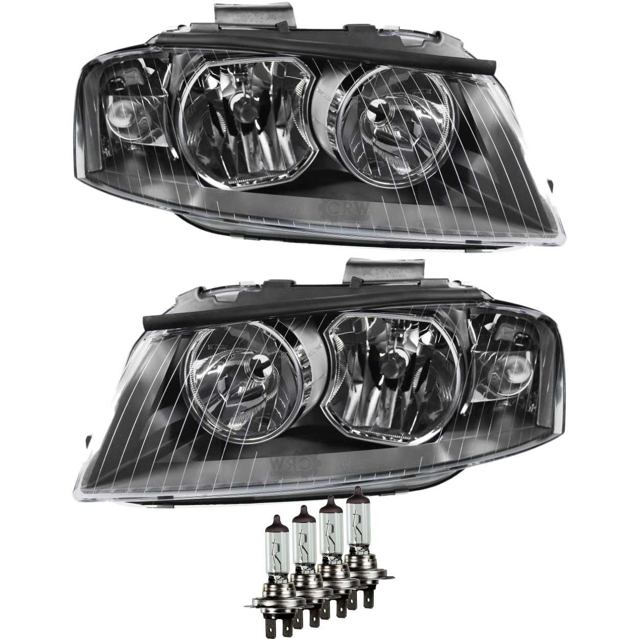 Halogen Scheinwerfer Set für Audi A3 (8P) 05.03-06.08 H7/H7 mit Motor