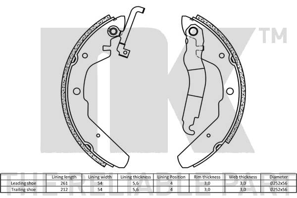 Bremsbackensatz 2747370 für VW Transporter III Kasten Pritsche/Fahrgestell
