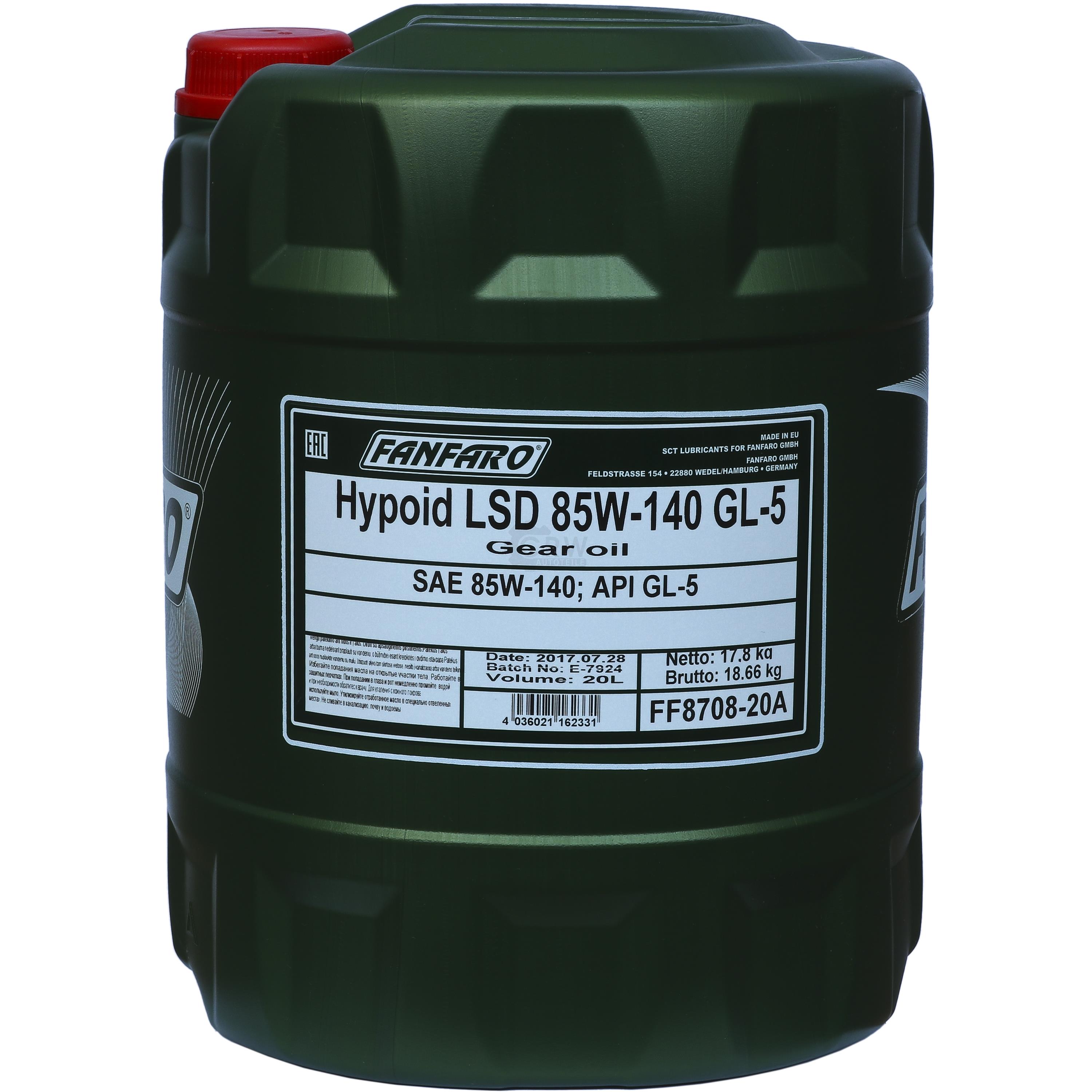 20 Liter FANFARO LSD 85W-140 GL-5 API LS Getriebeöl