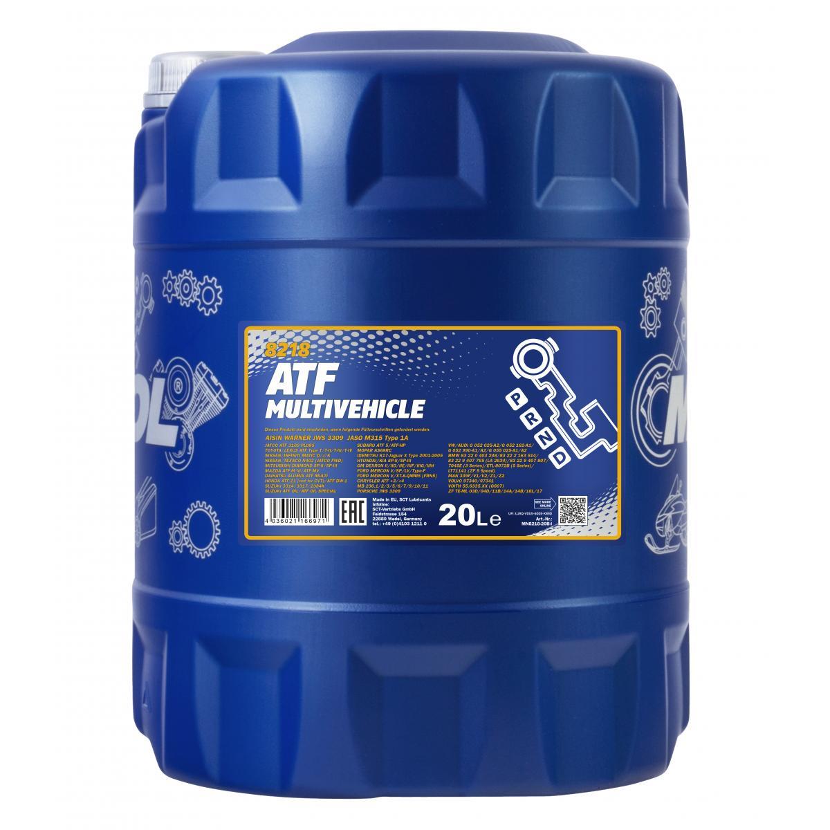 20 Liter  MANNOL MN8218-20 ATF Multivehicle Automatikgetriebeöl Oil