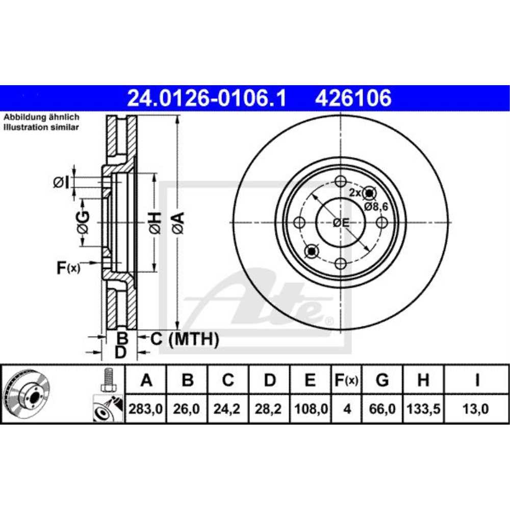 ATE Satz Bremsen Bremsscheiben + Bremsbeläge vorne für Peugeot 406 8B 8E/F