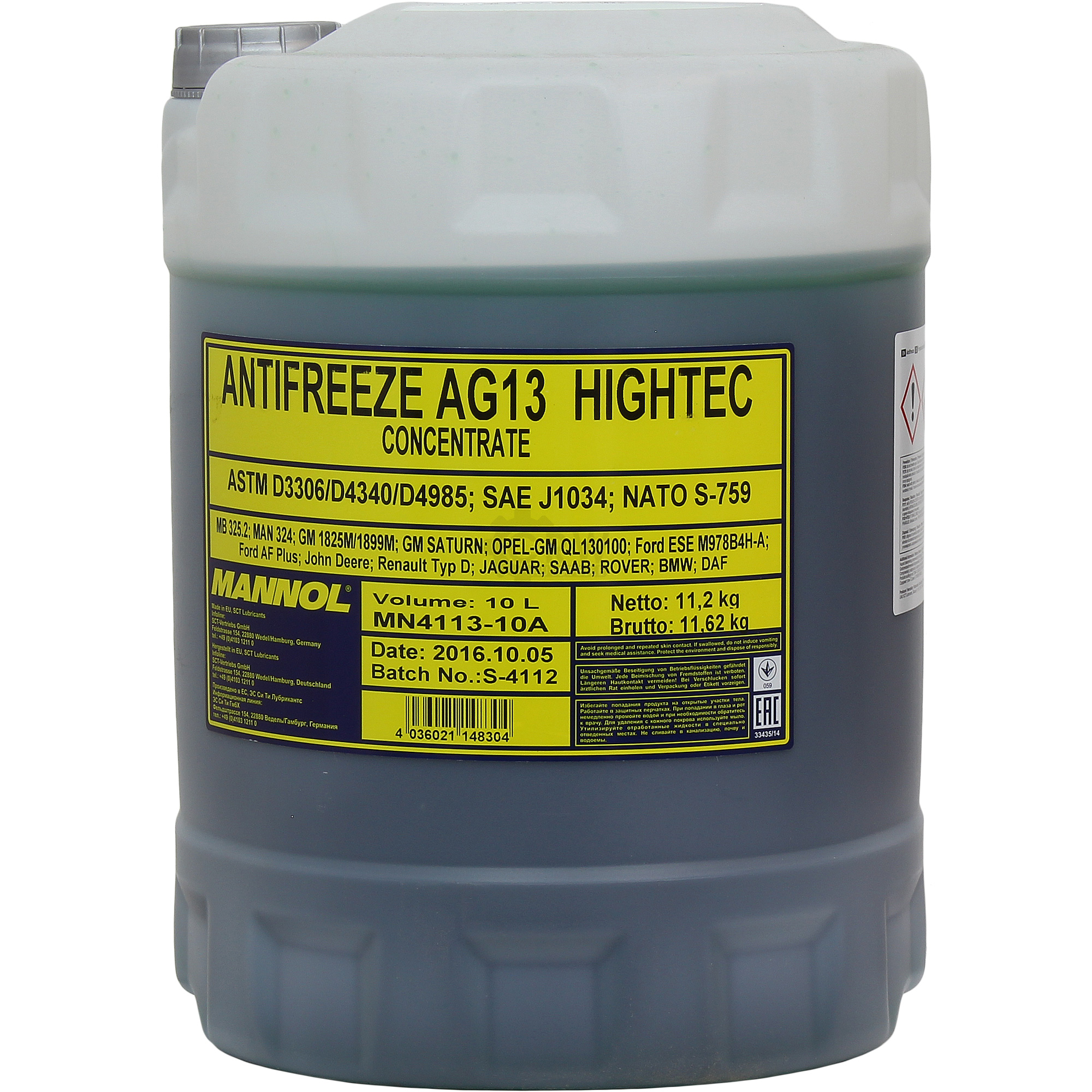 Kühlflussigkeit MANNOL Antifreeze AG13 1x10 Liter Plastic Frostschutz grün