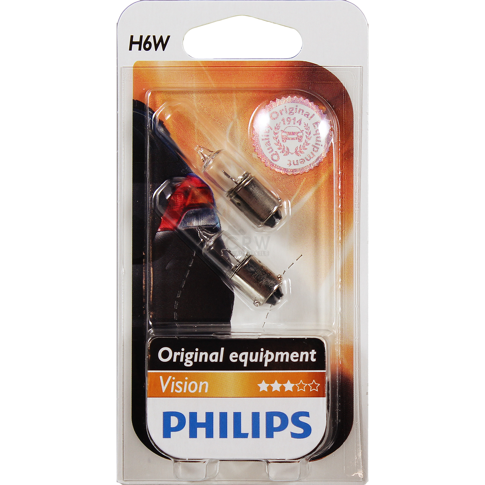 PHILIPS Set 2 Stück Lampen H6W 12V 6W BAX9s Premium