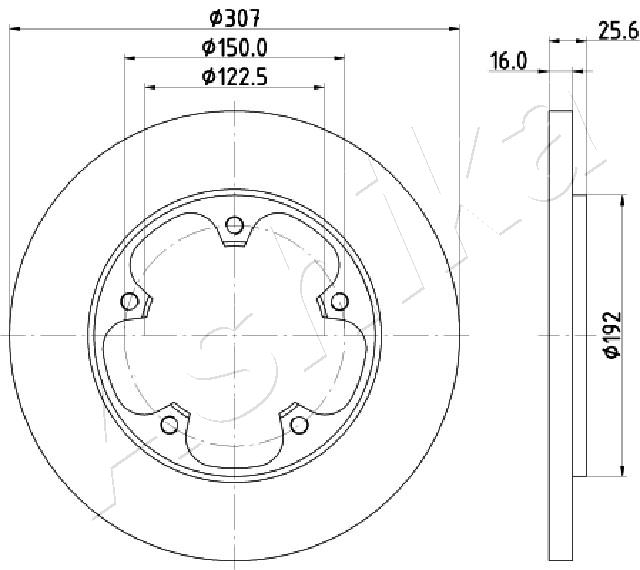ASHIKA Bremsscheibe hinten Ø308 mm Voll für Ford Transit Bus