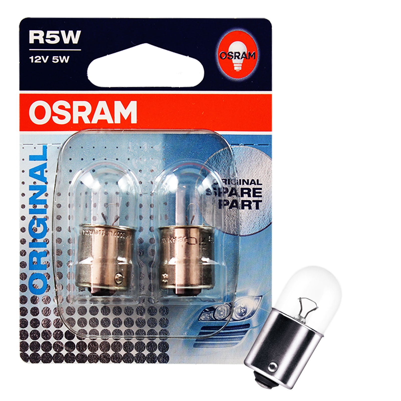 OSRAM R5W 12V/5W Sockel BA15s Lebensdauer B3/Tc 350h/800h